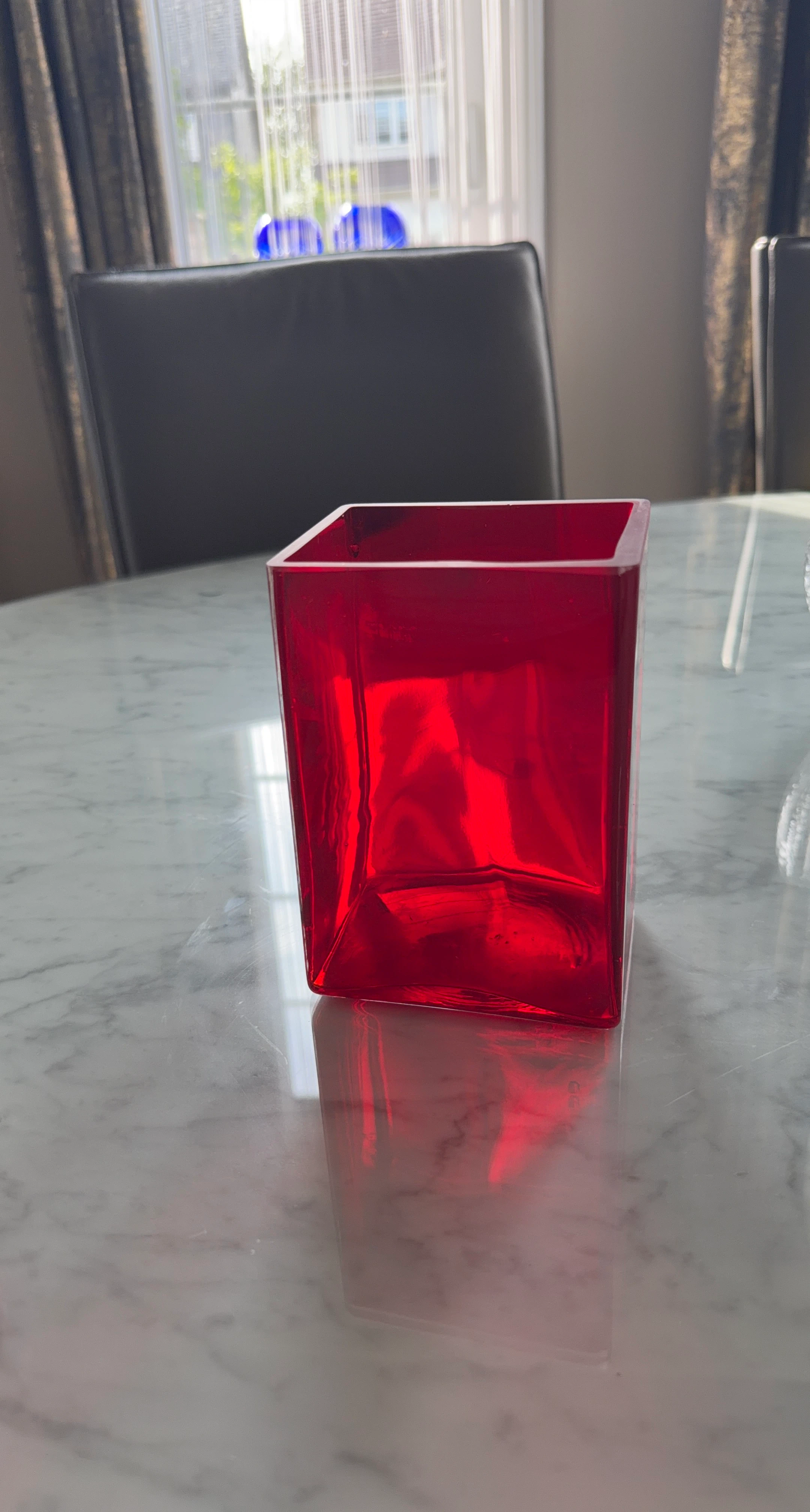 Red Square Glass Vase