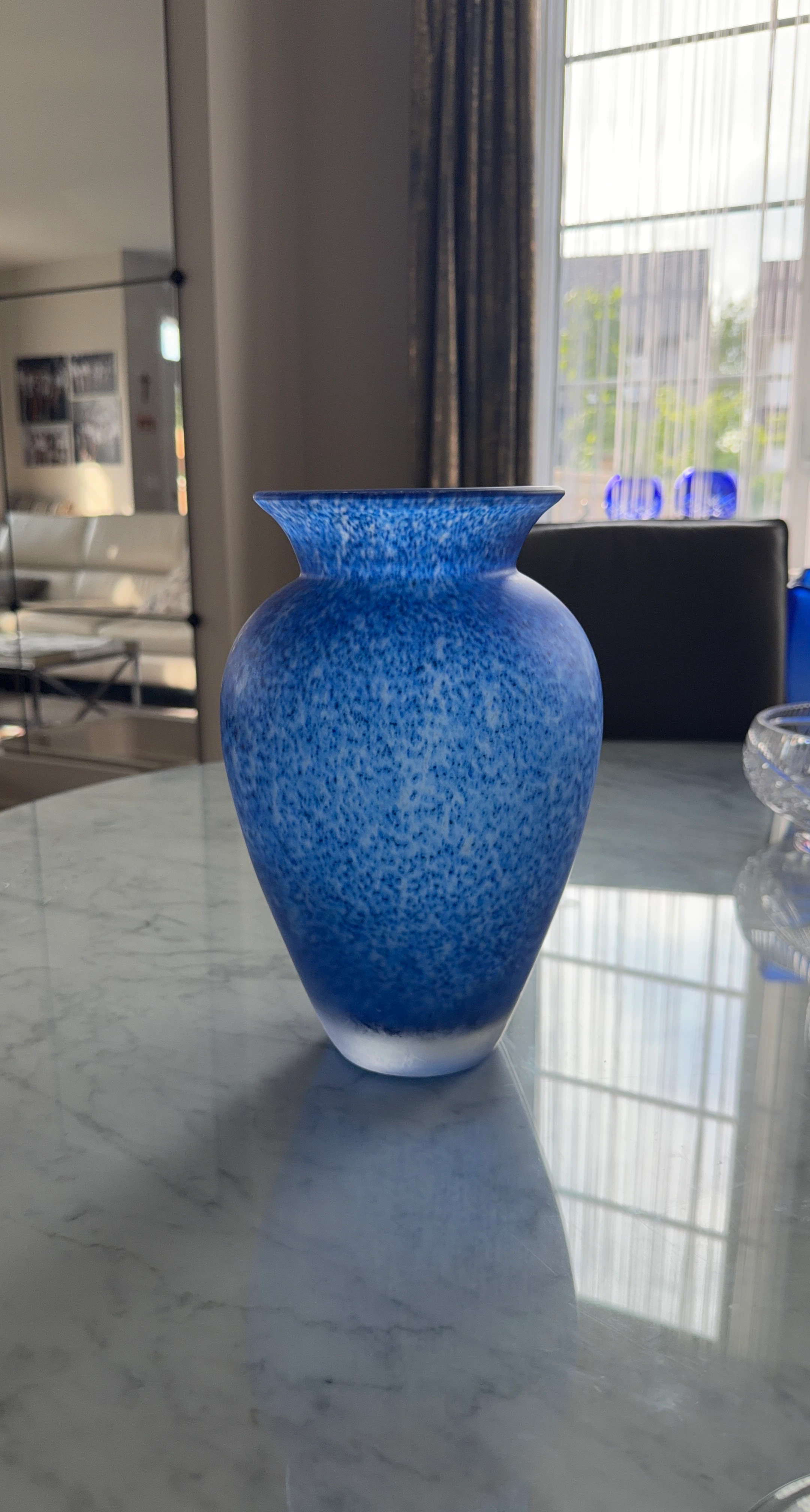 Blue Speckled Glass Vase