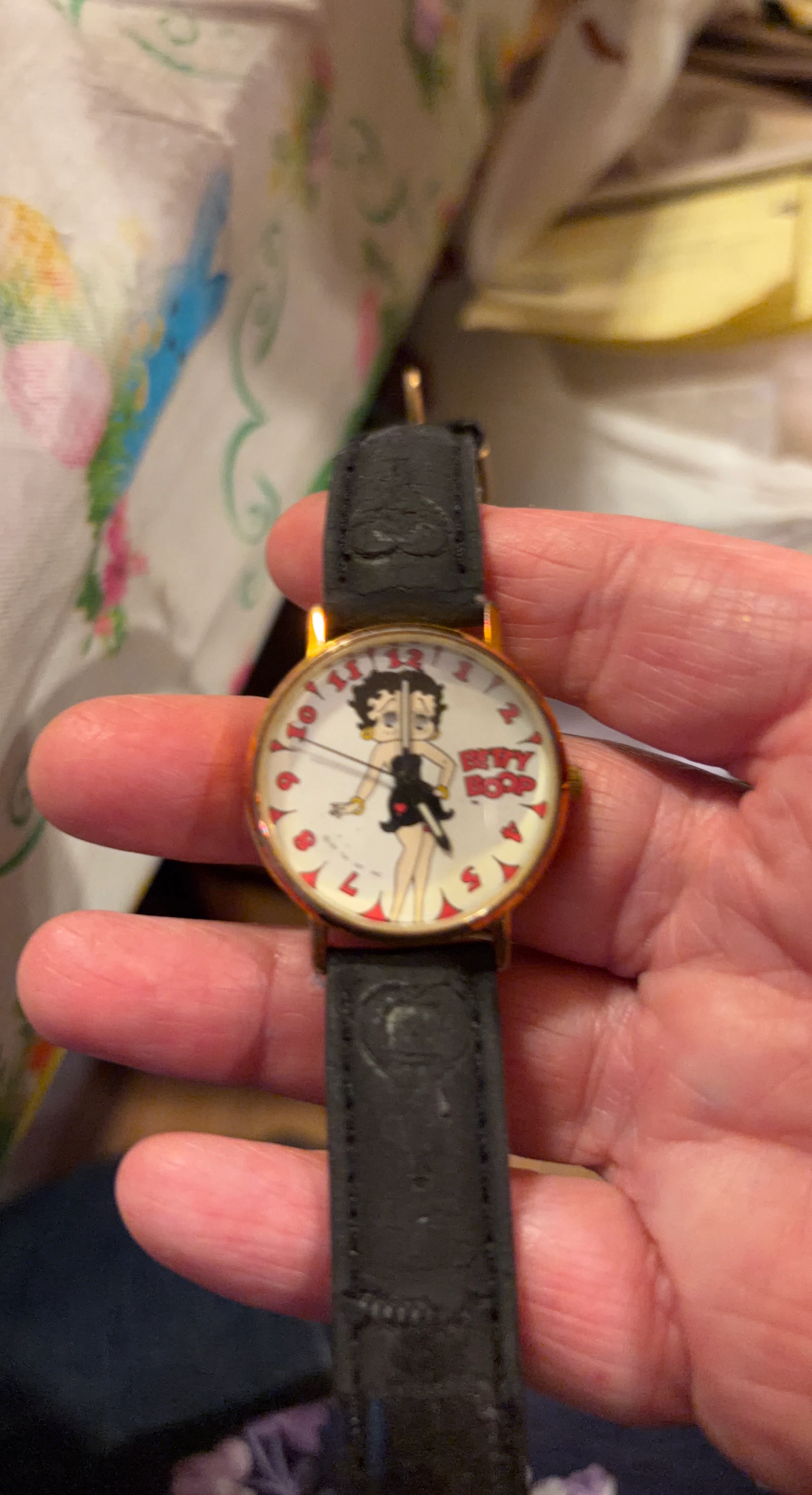 Betty Boop Ladies Watch Black Leather Strap