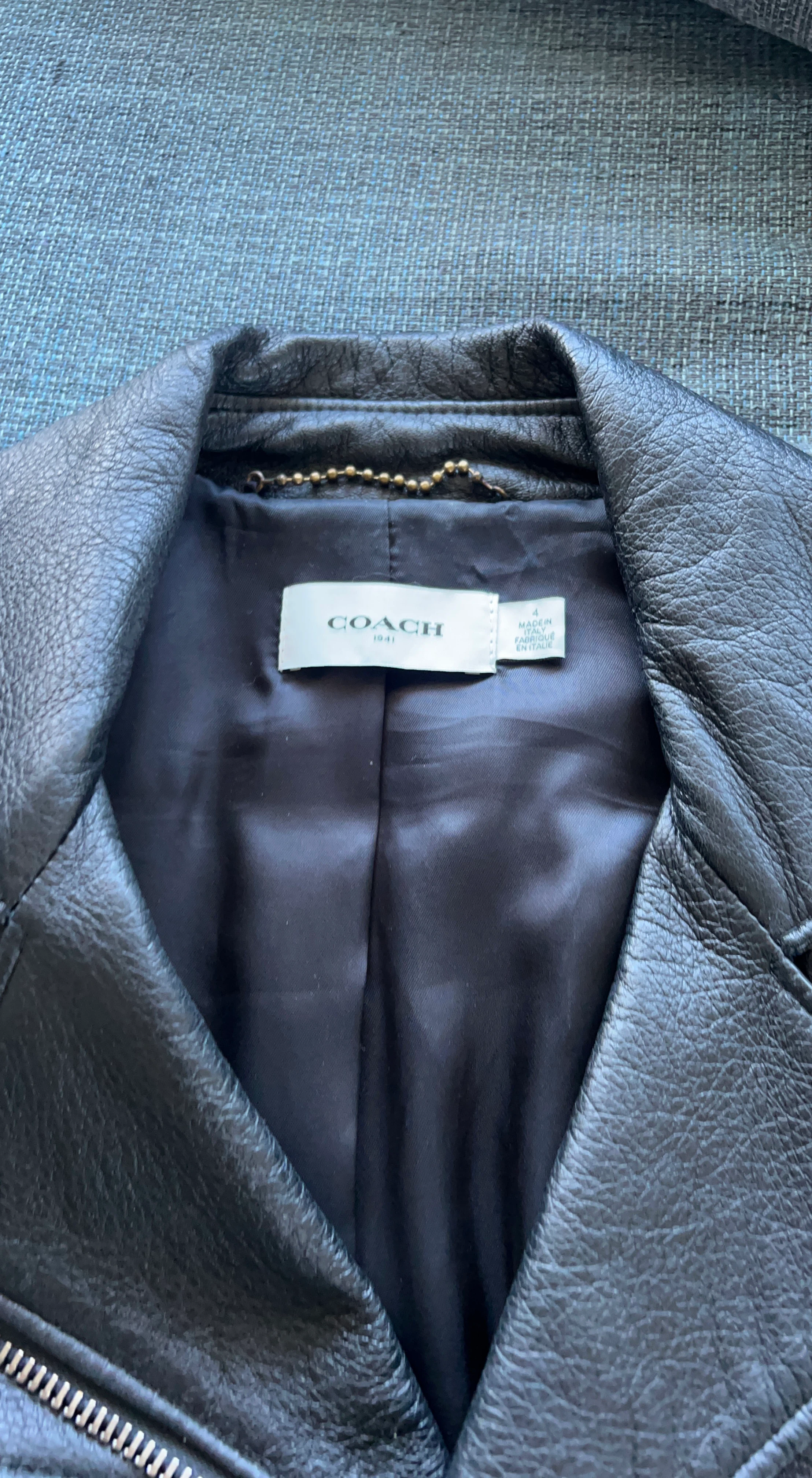 COACH Black Leather Moto Jacket