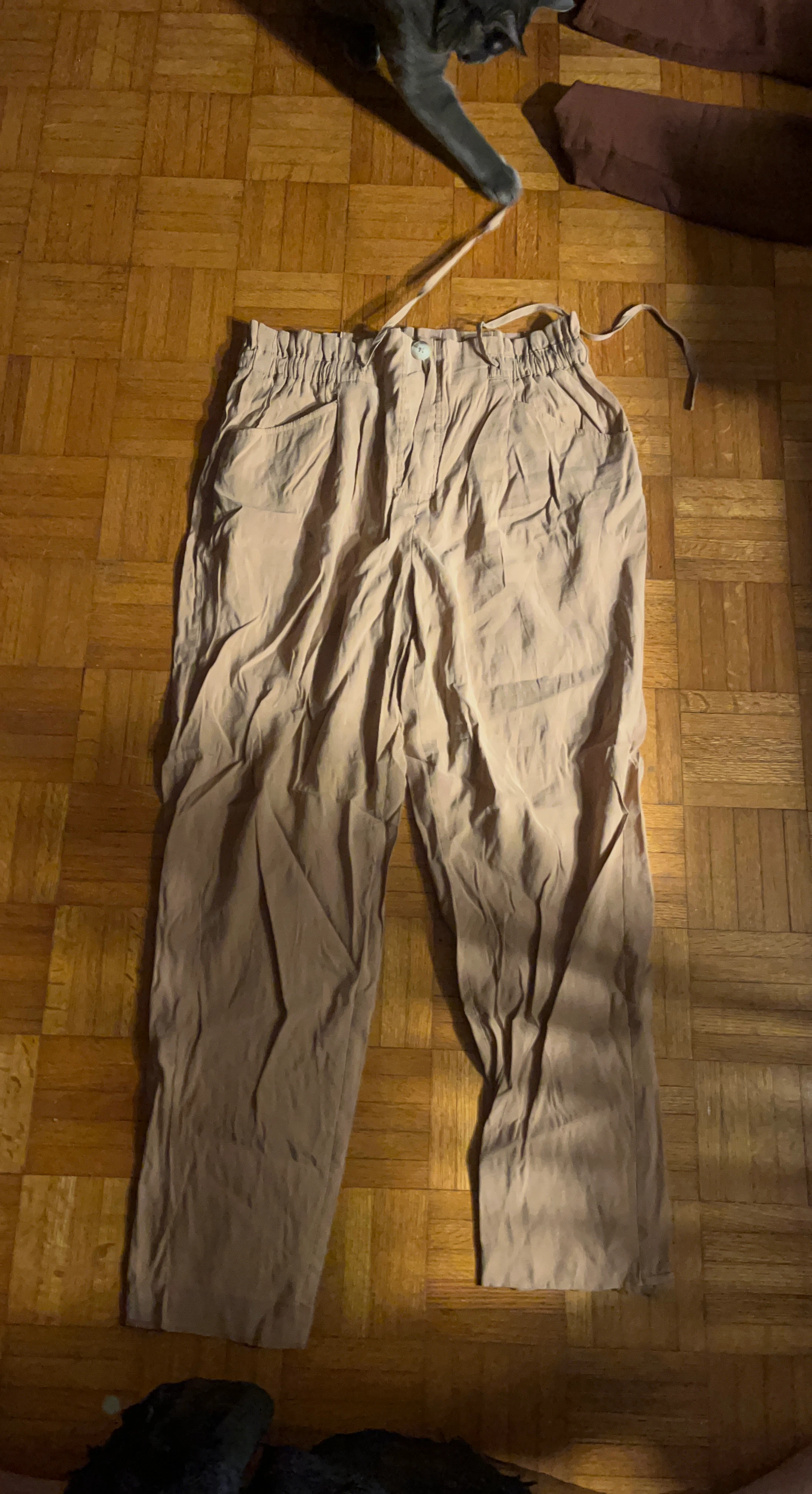 Tan Elastic Waist Pants