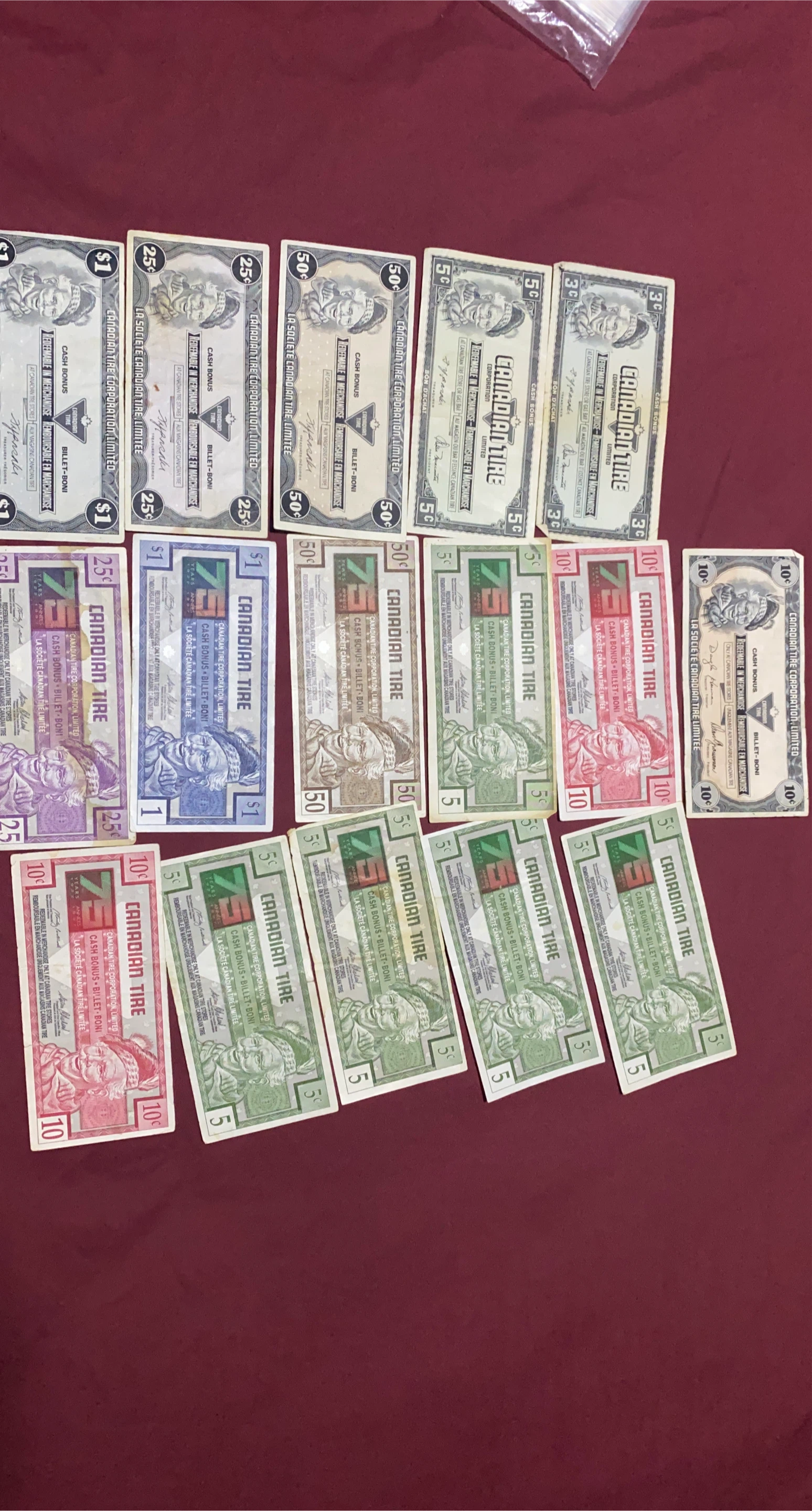 Vintage Canadian Tire Cash Bonus Bills