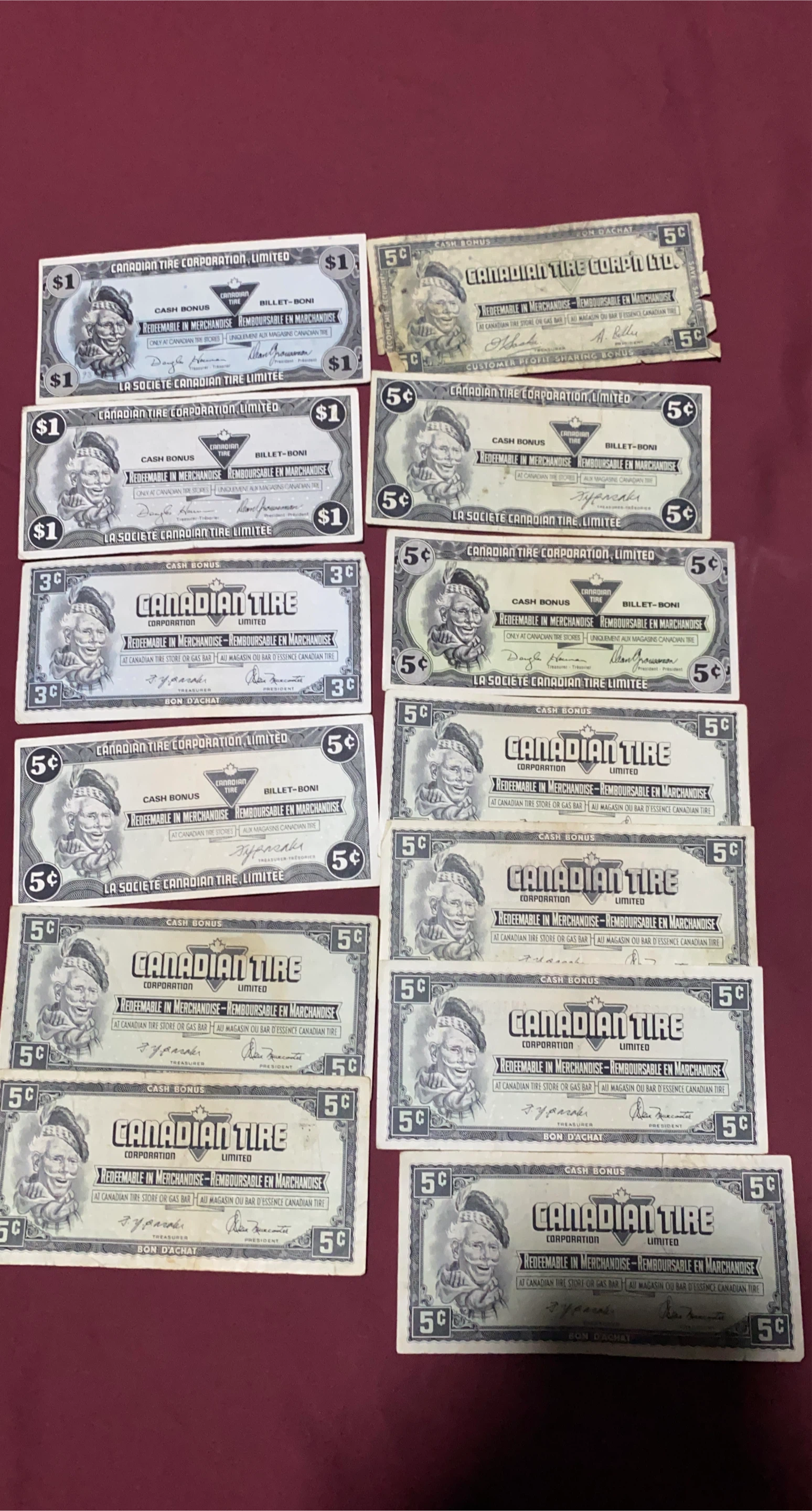 Vintage Canadian Tire Cash Bonus Coupons
