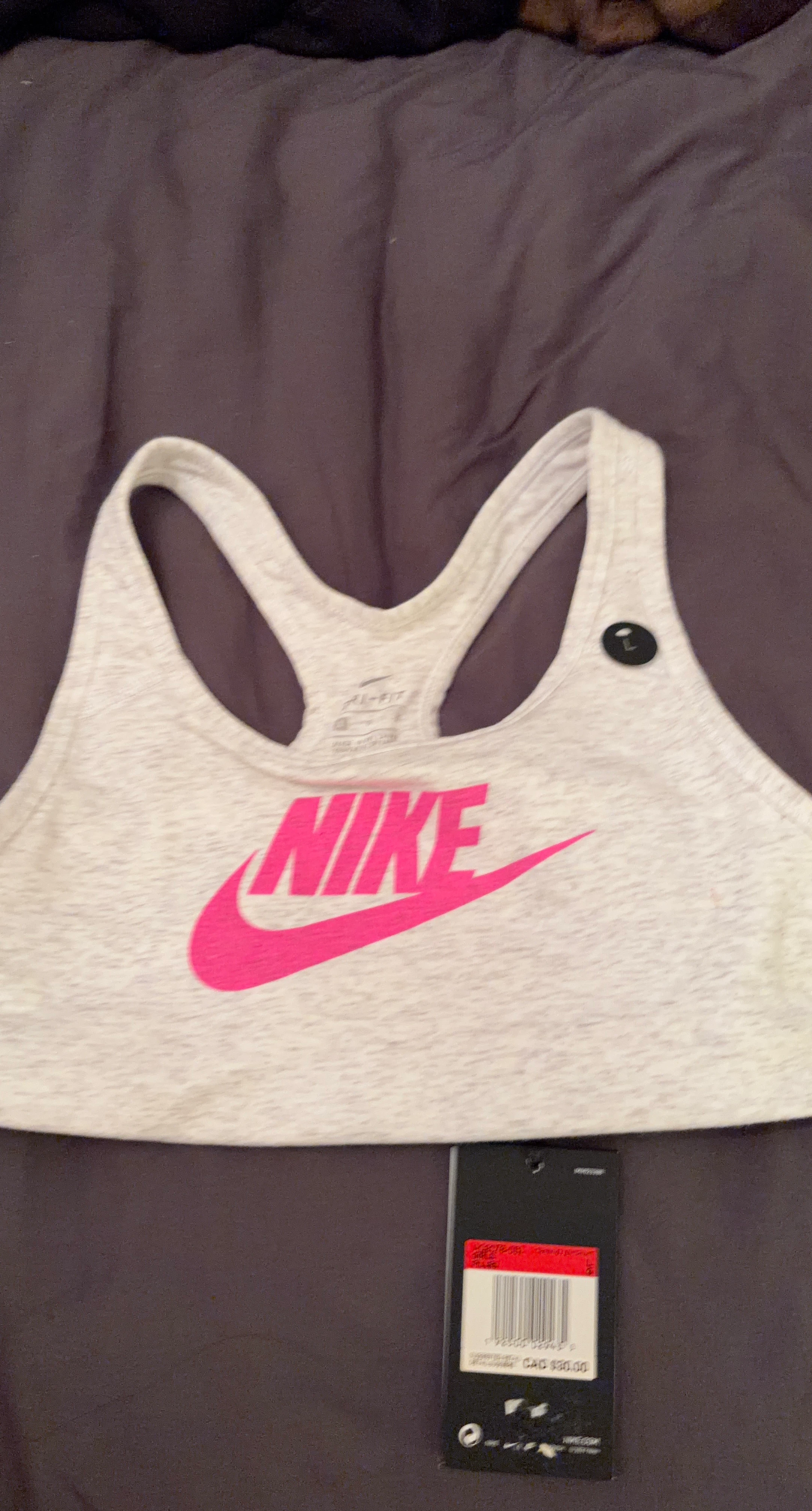 Nike Dri-FIT Girls Sports Training Bra - Grey - Size L