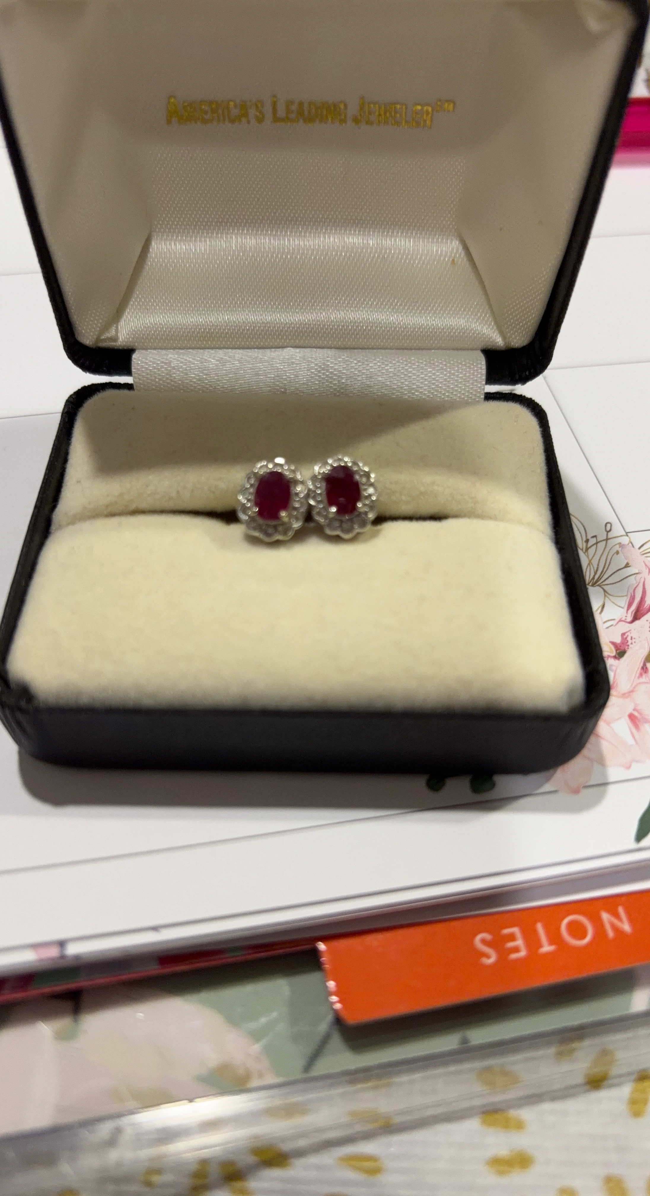 Ruby and Diamond Halo Stud Earrings