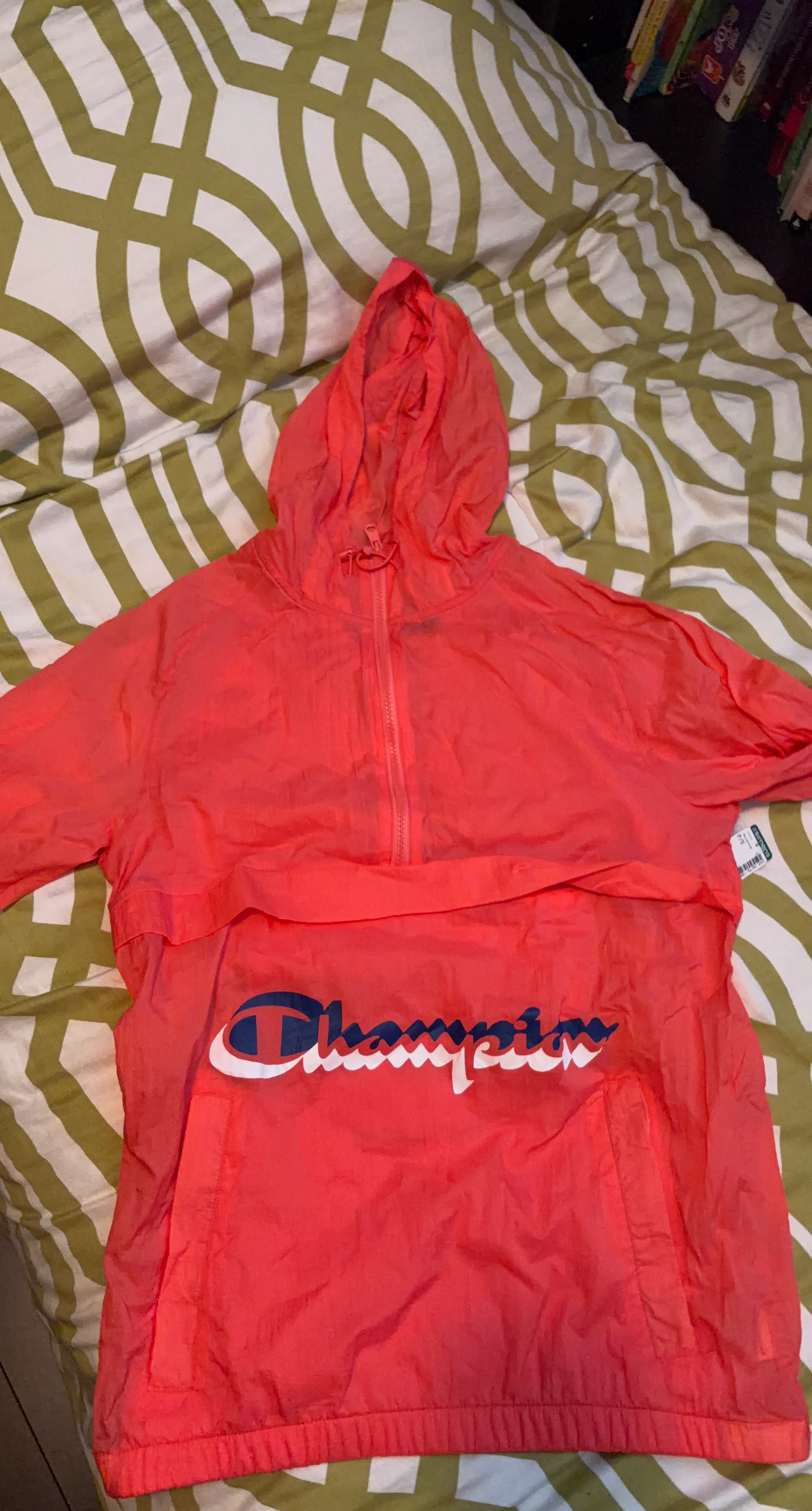 Champion Pullover Windbreaker Jacket Orange Coral