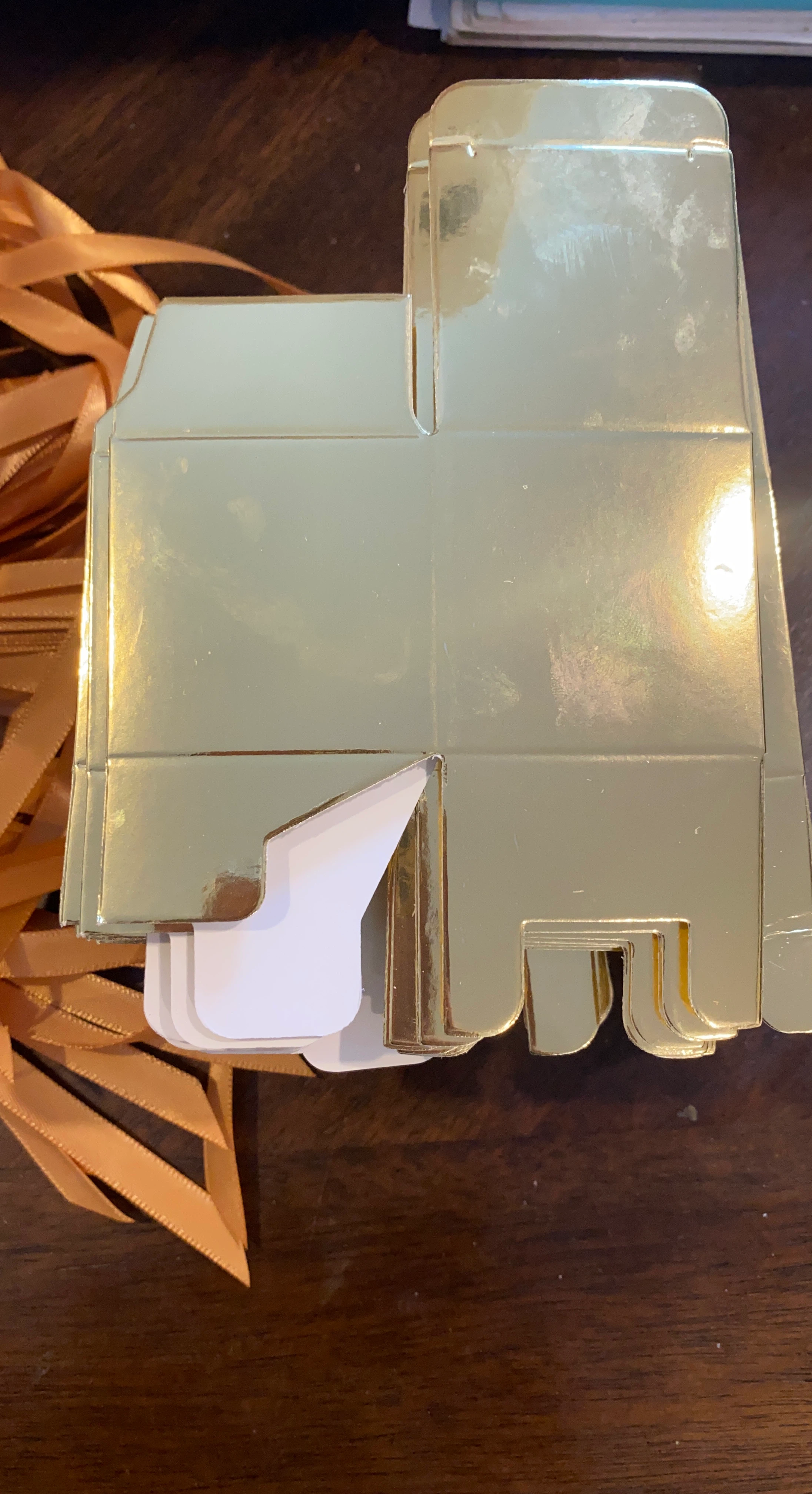 Gold Gift Boxes with Ribbon