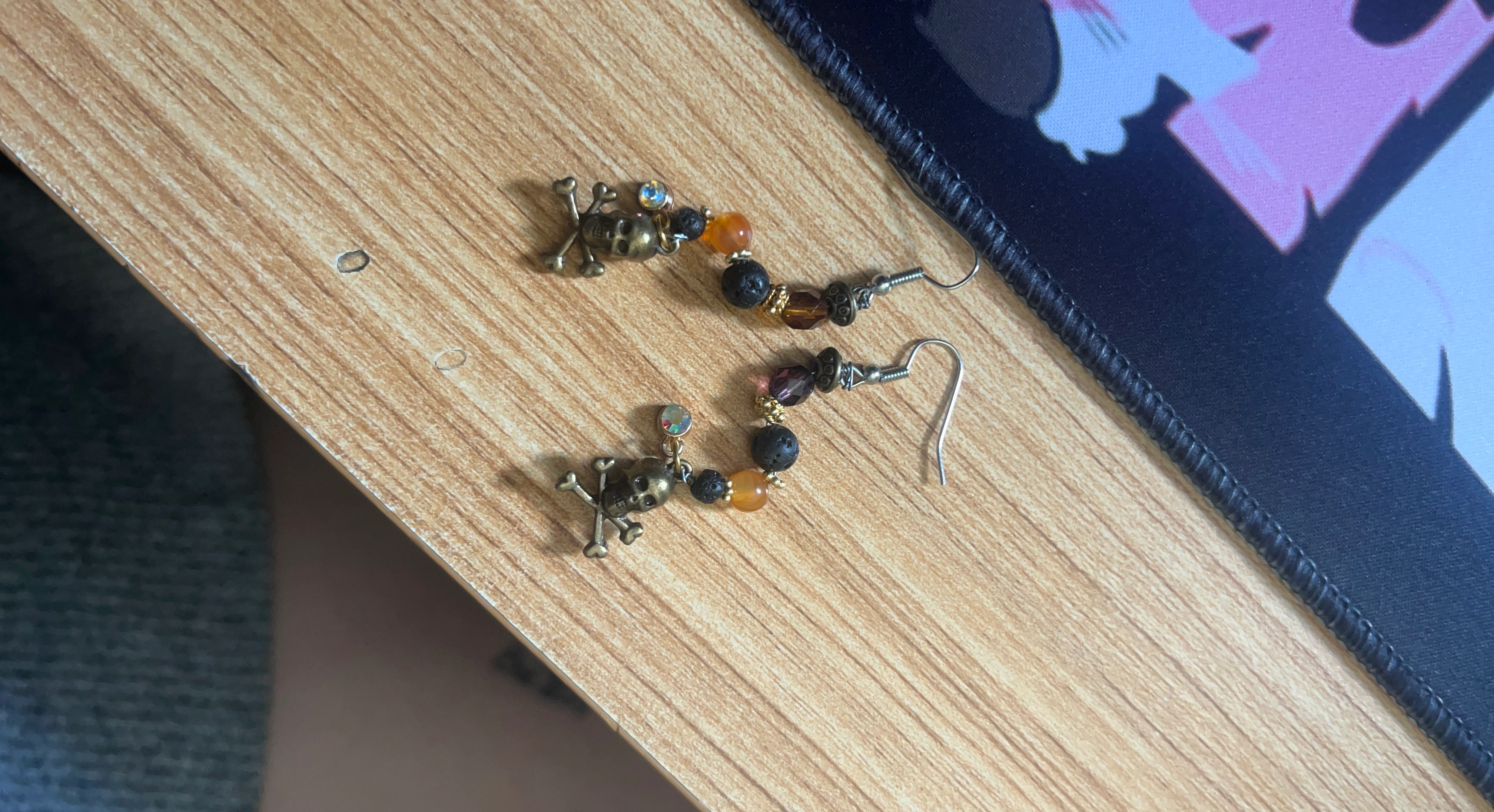 Skull and Bead Earrings