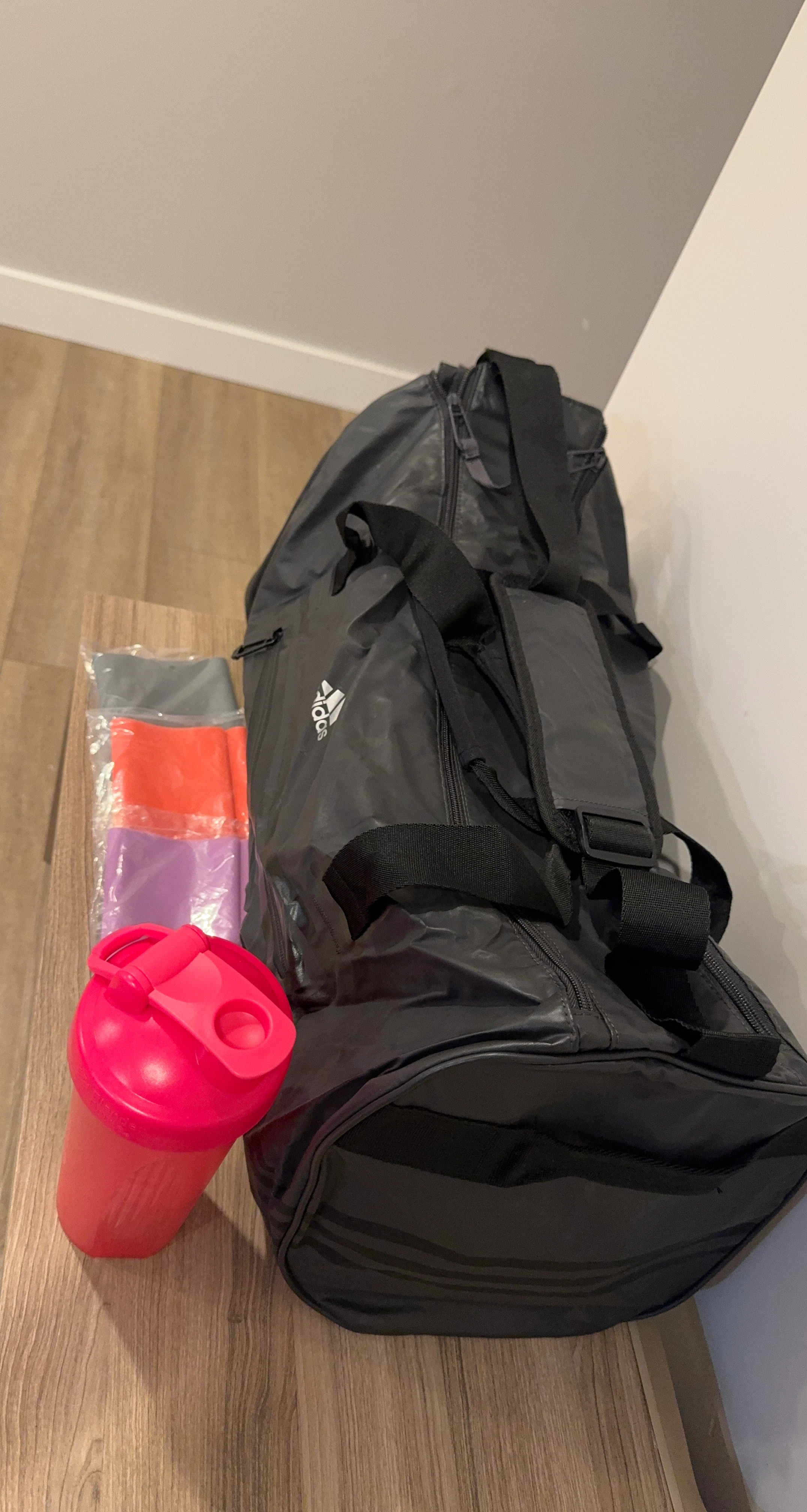 Adidas Duffel Bag with Shaker Bottle and Resistance Bands