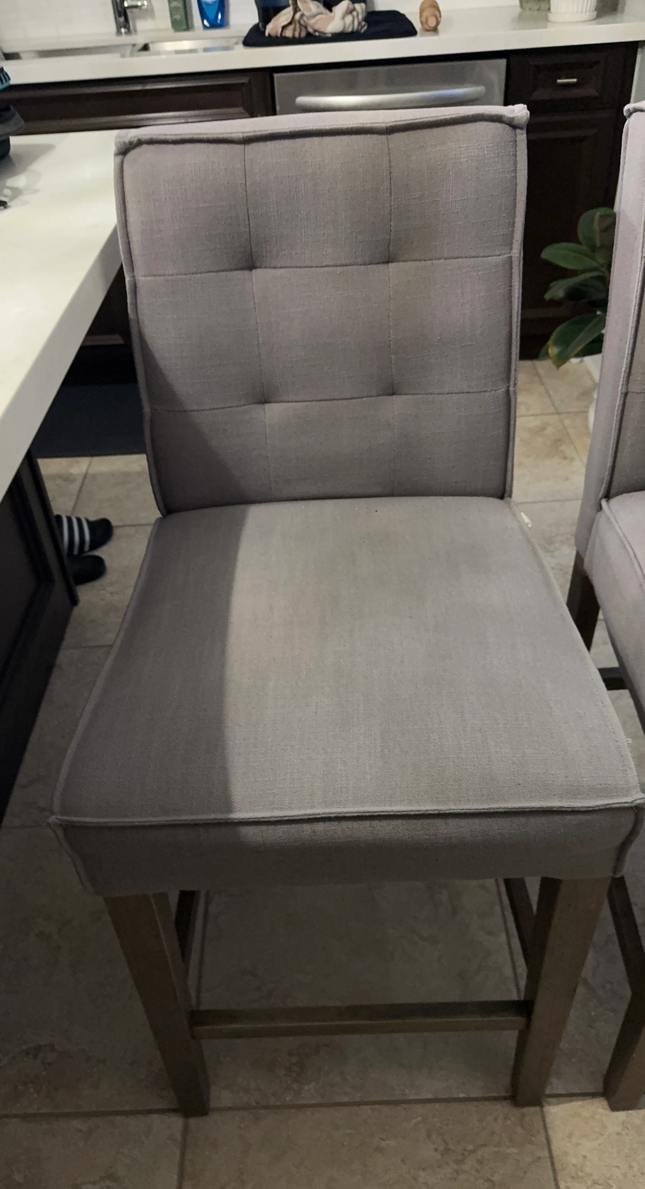 Grey Tufted Upholstered Bar Stool