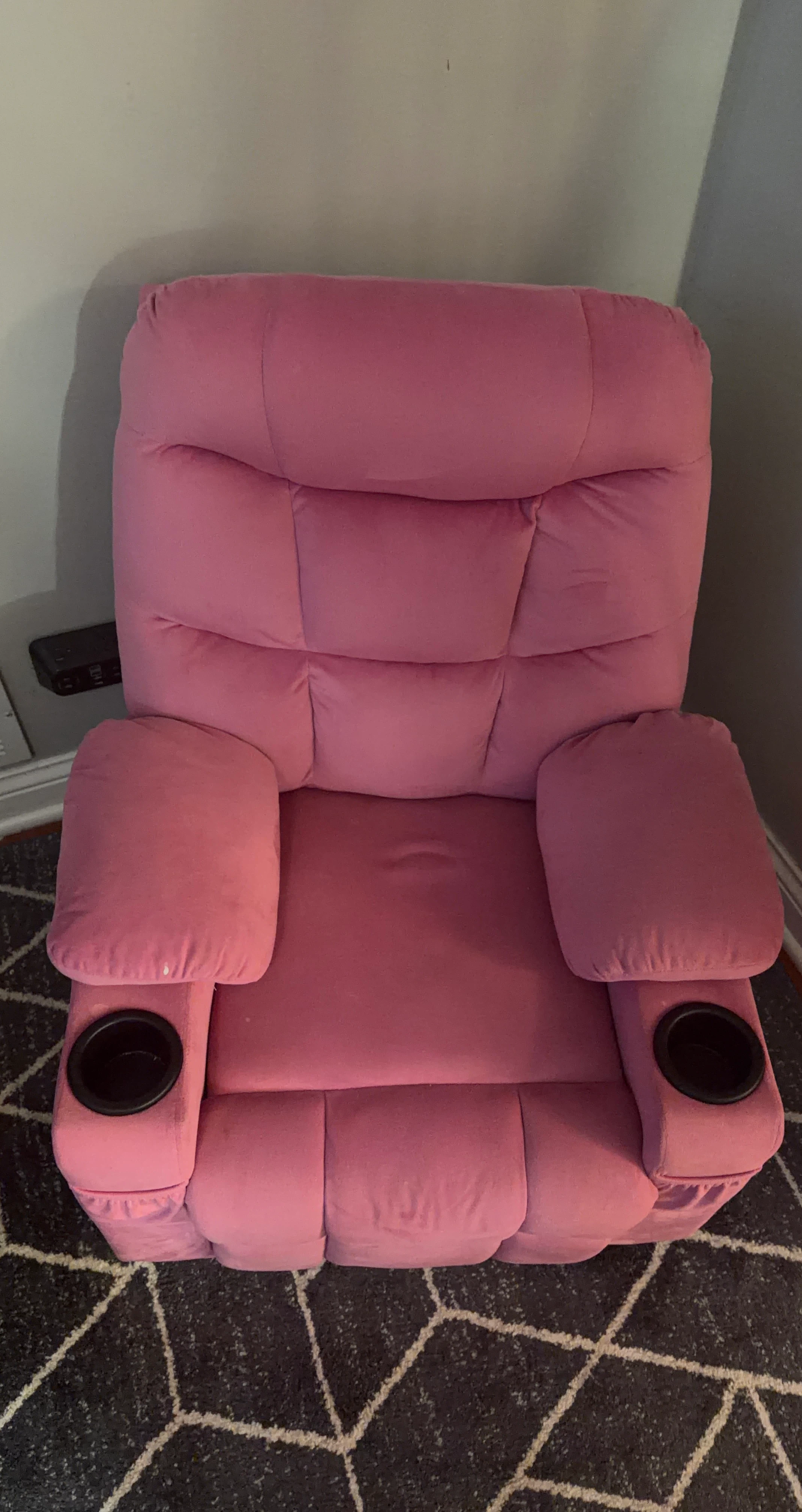 Pink Recliner Chair with Cup Holders
