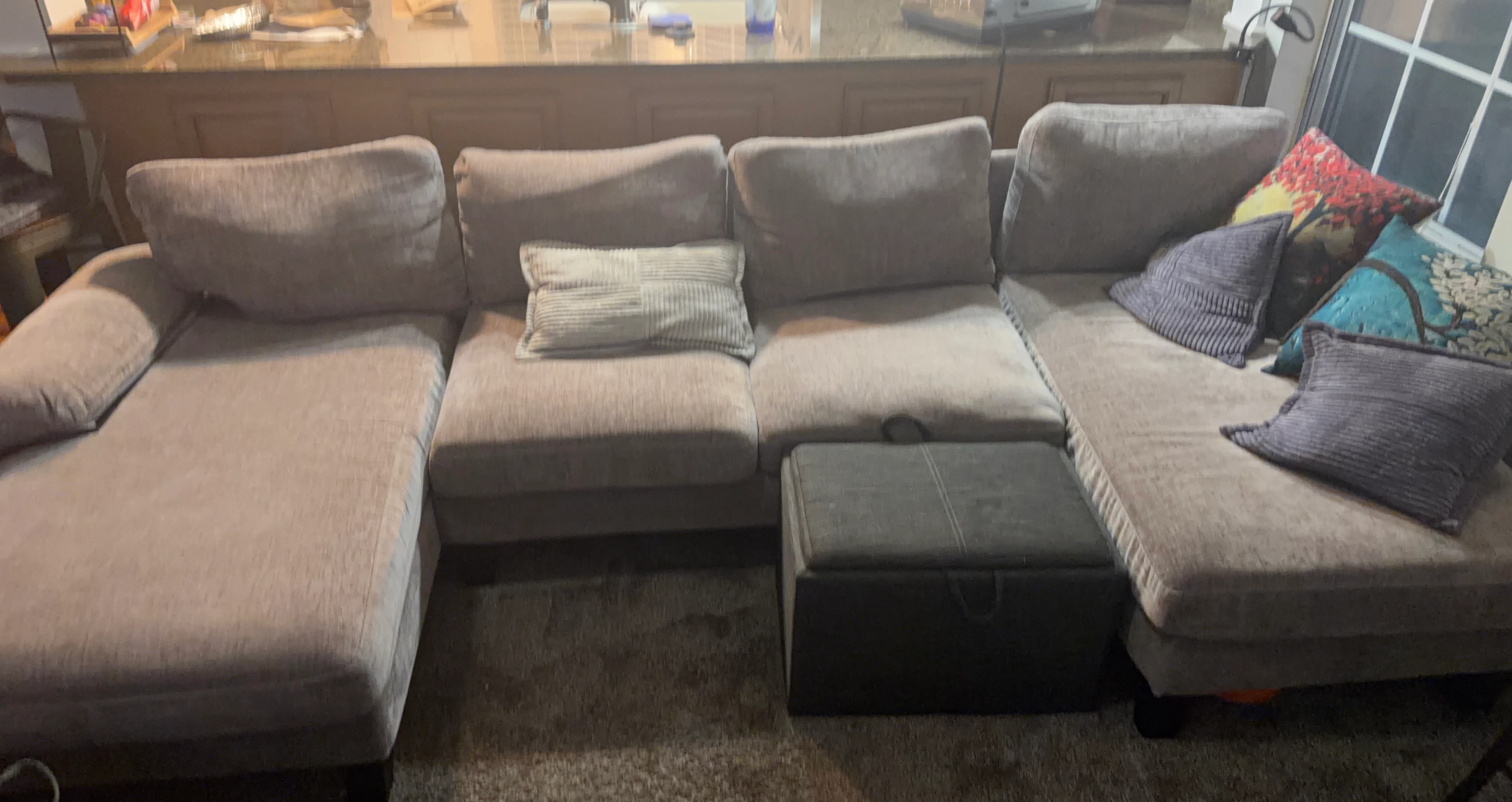 Grey Sectional Sofa with Ottoman