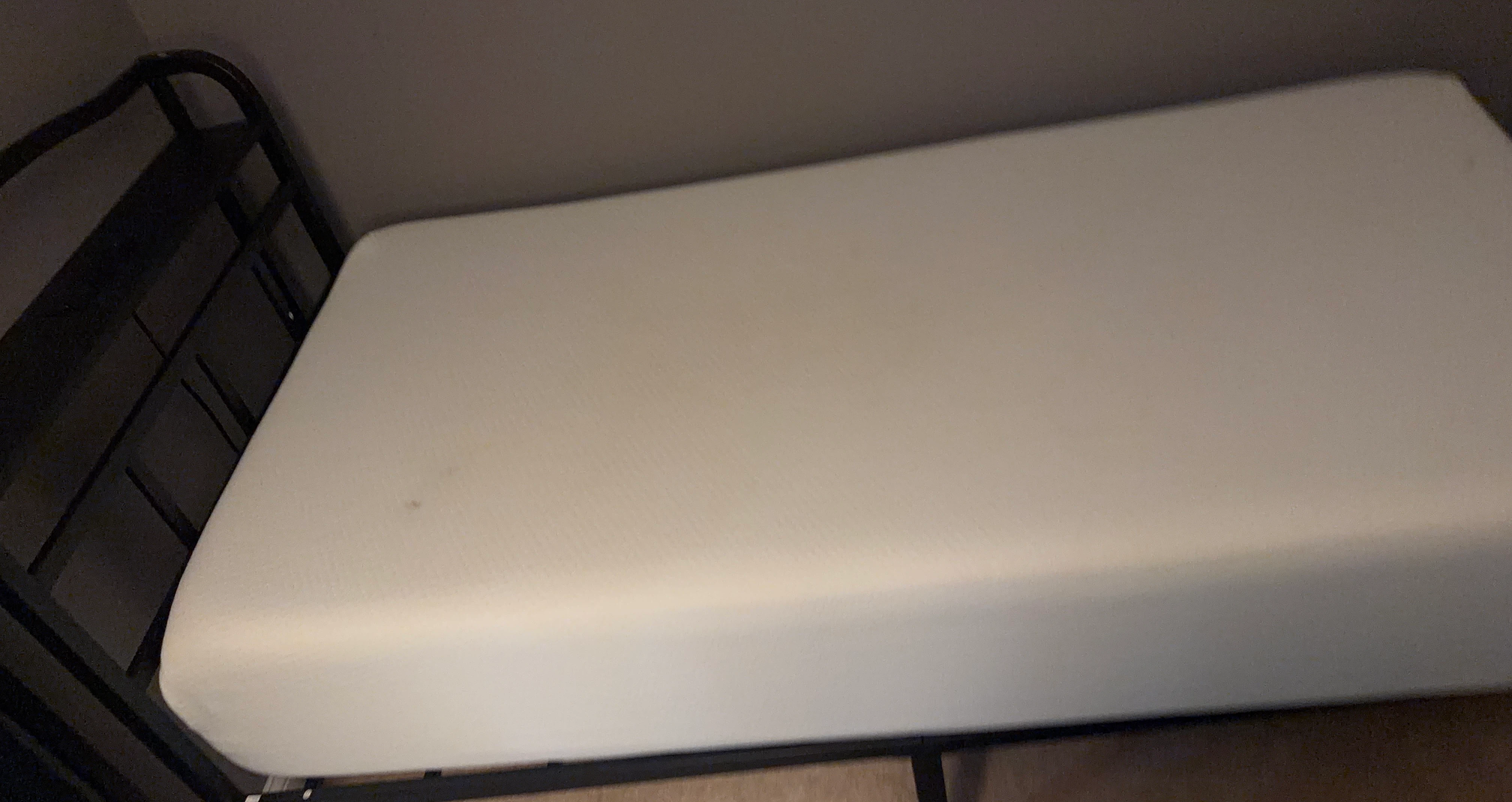 White Twin Size Mattress with Black Metal Bed Frame