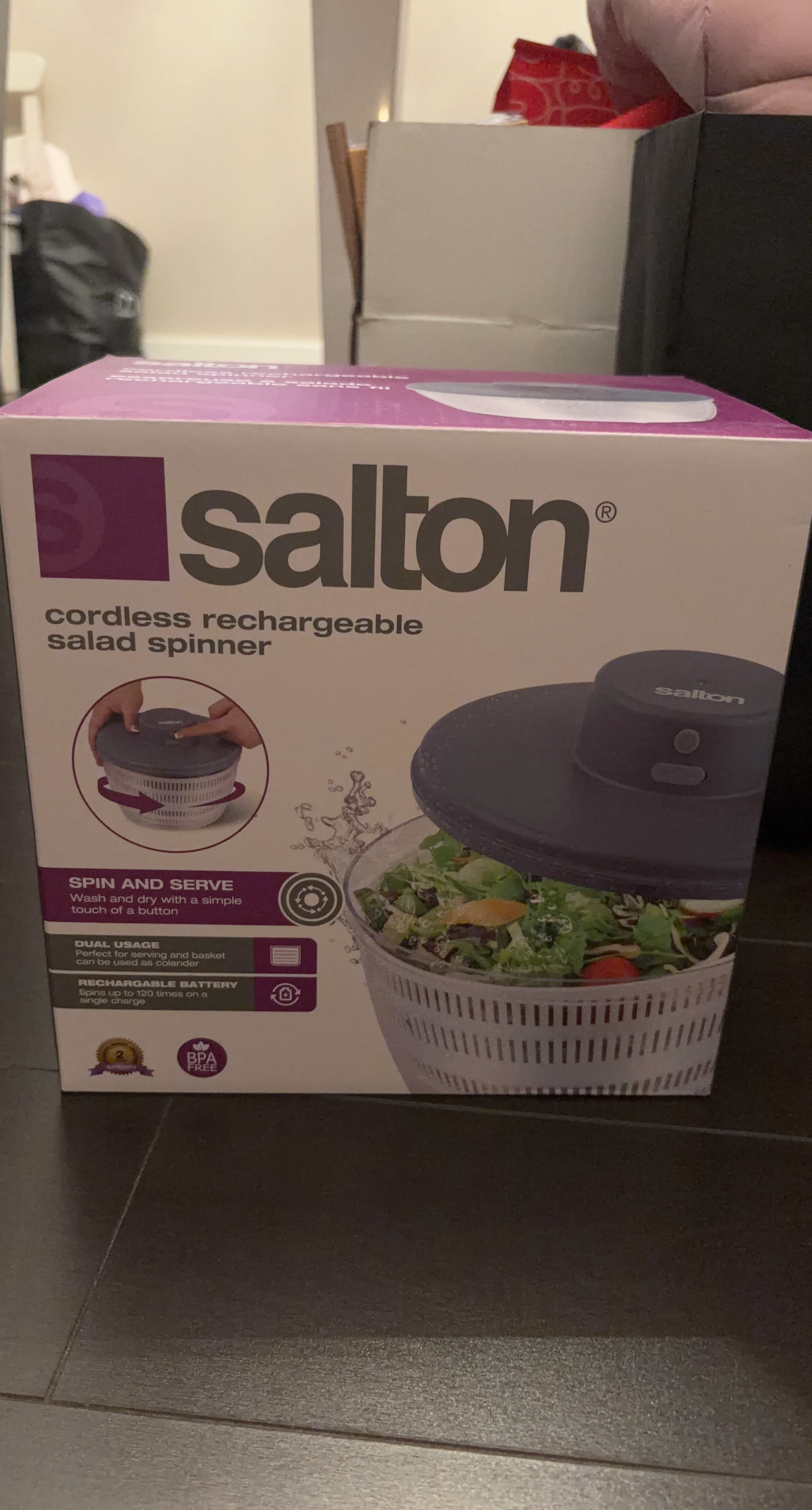 Salton Cordless Rechargeable Salad Spinner