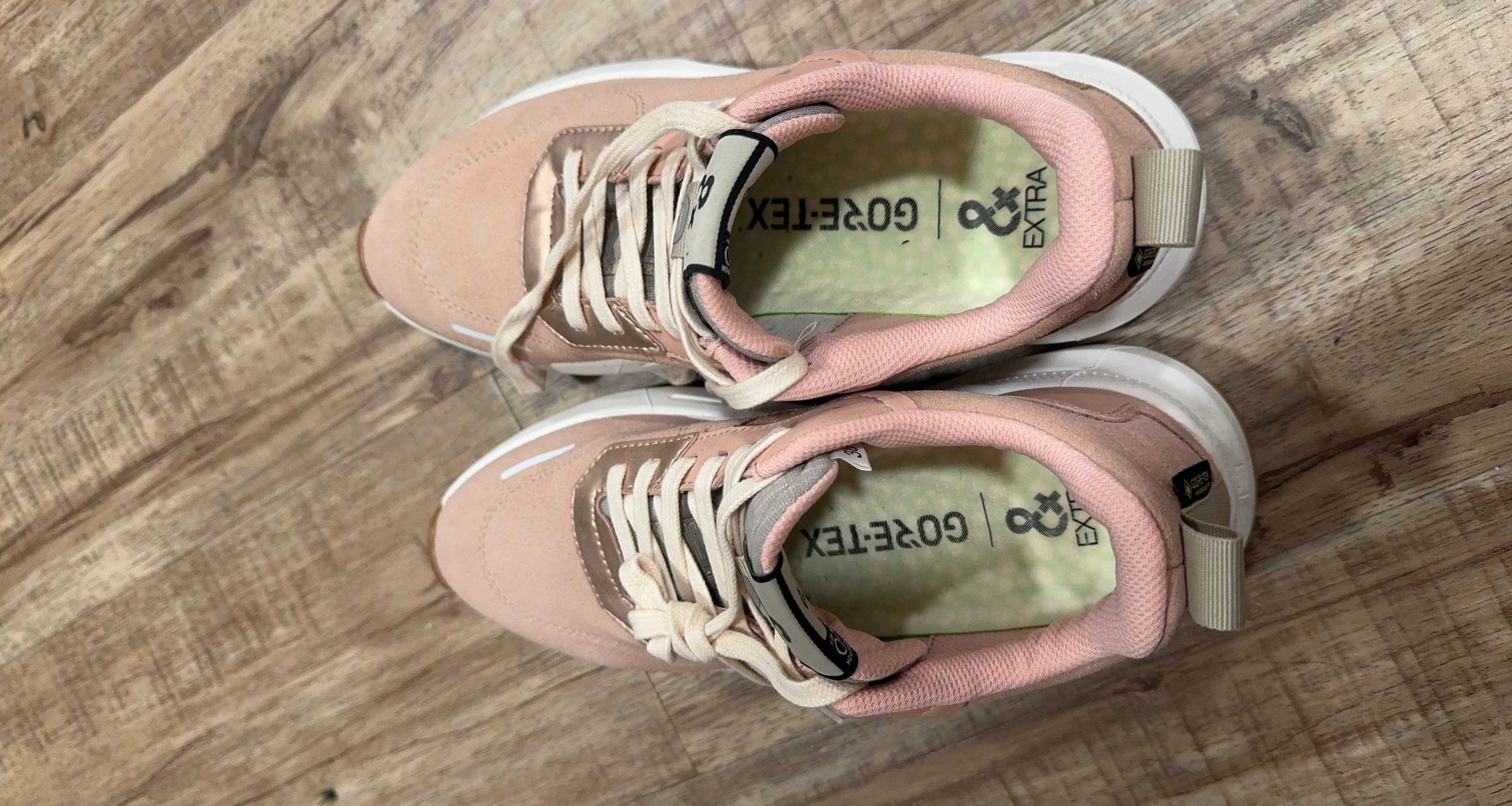 Pink Gore-Tex water resistant sneakers