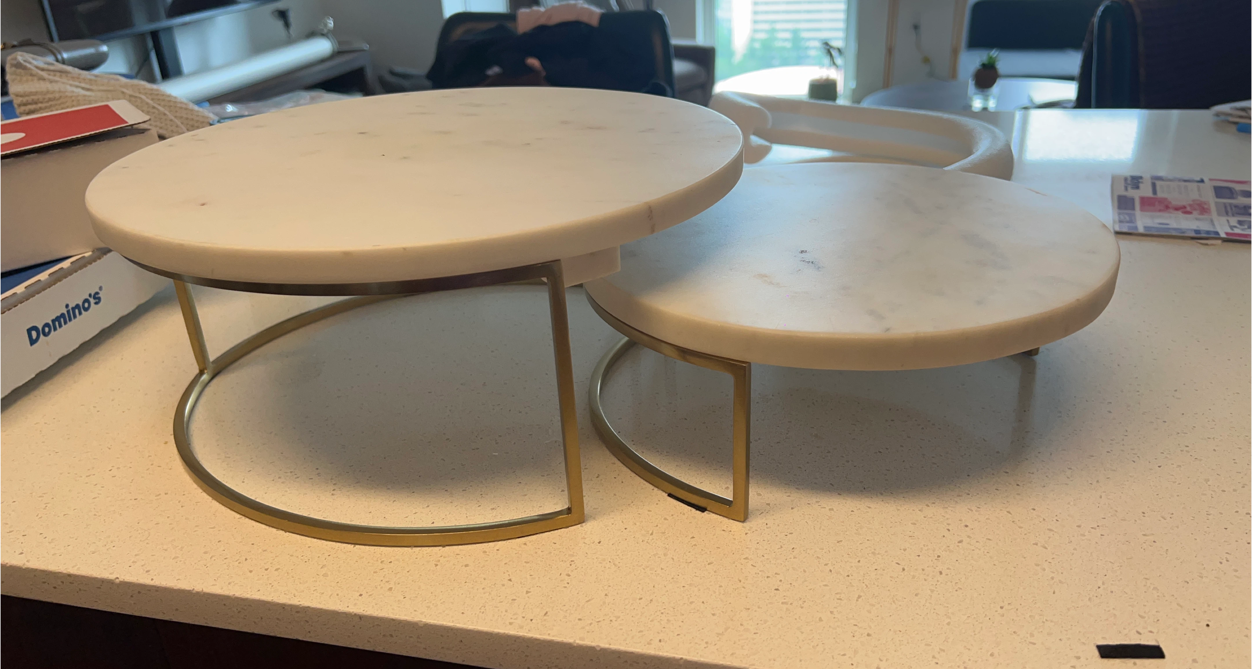 Set of 2 Marble Cake Stand Set - CB2