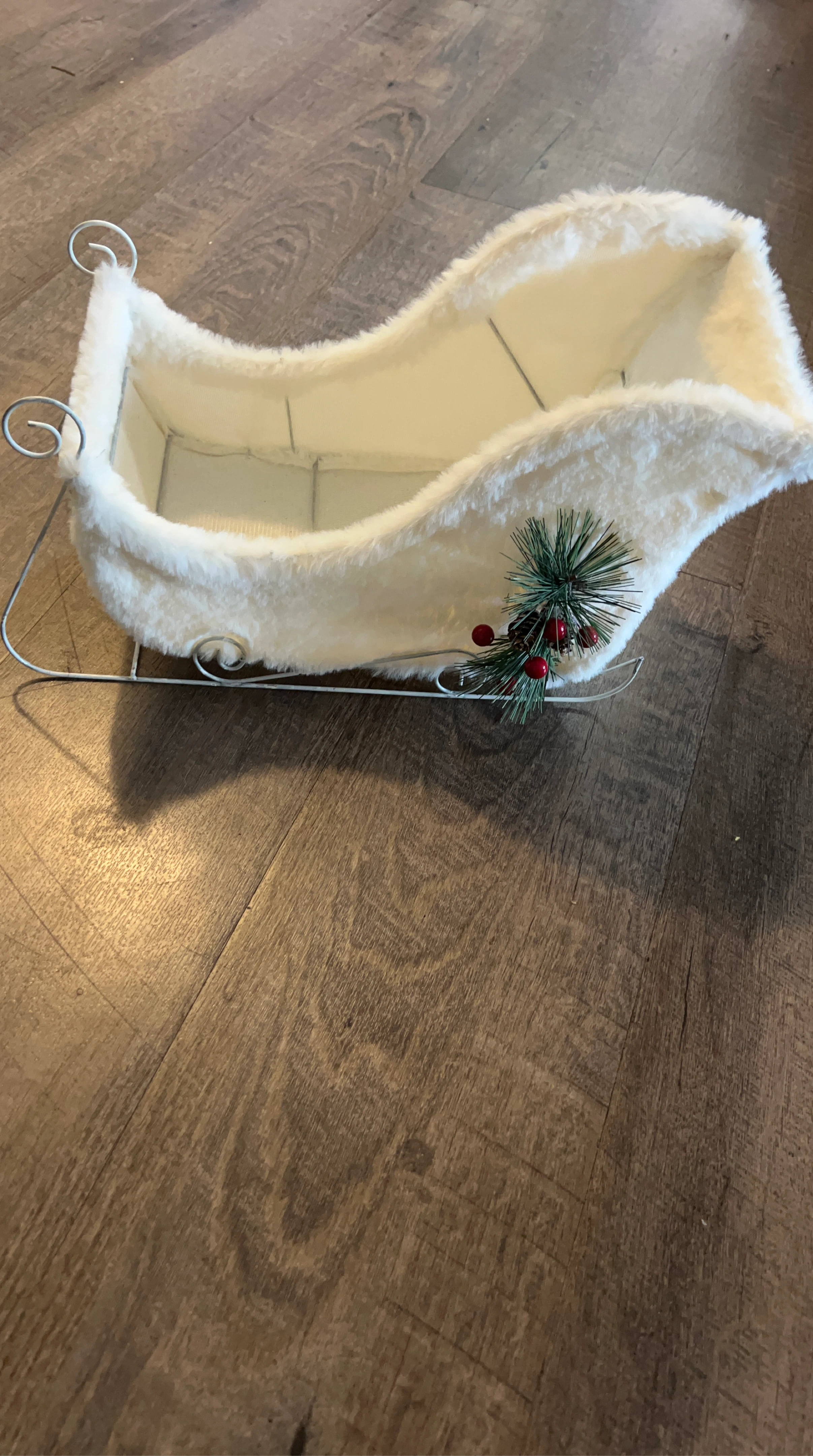 White Faux Fur Sleigh Decoration