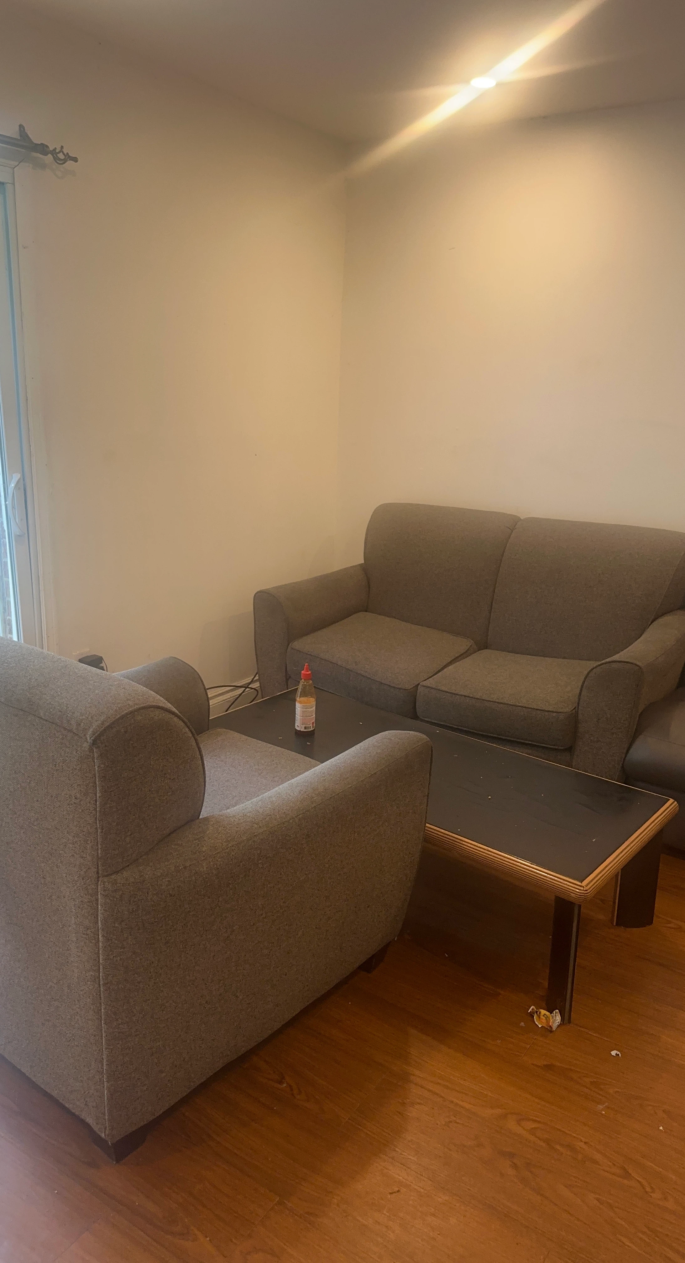 Grey Fabric Sofa and Armchair Set with coffee table