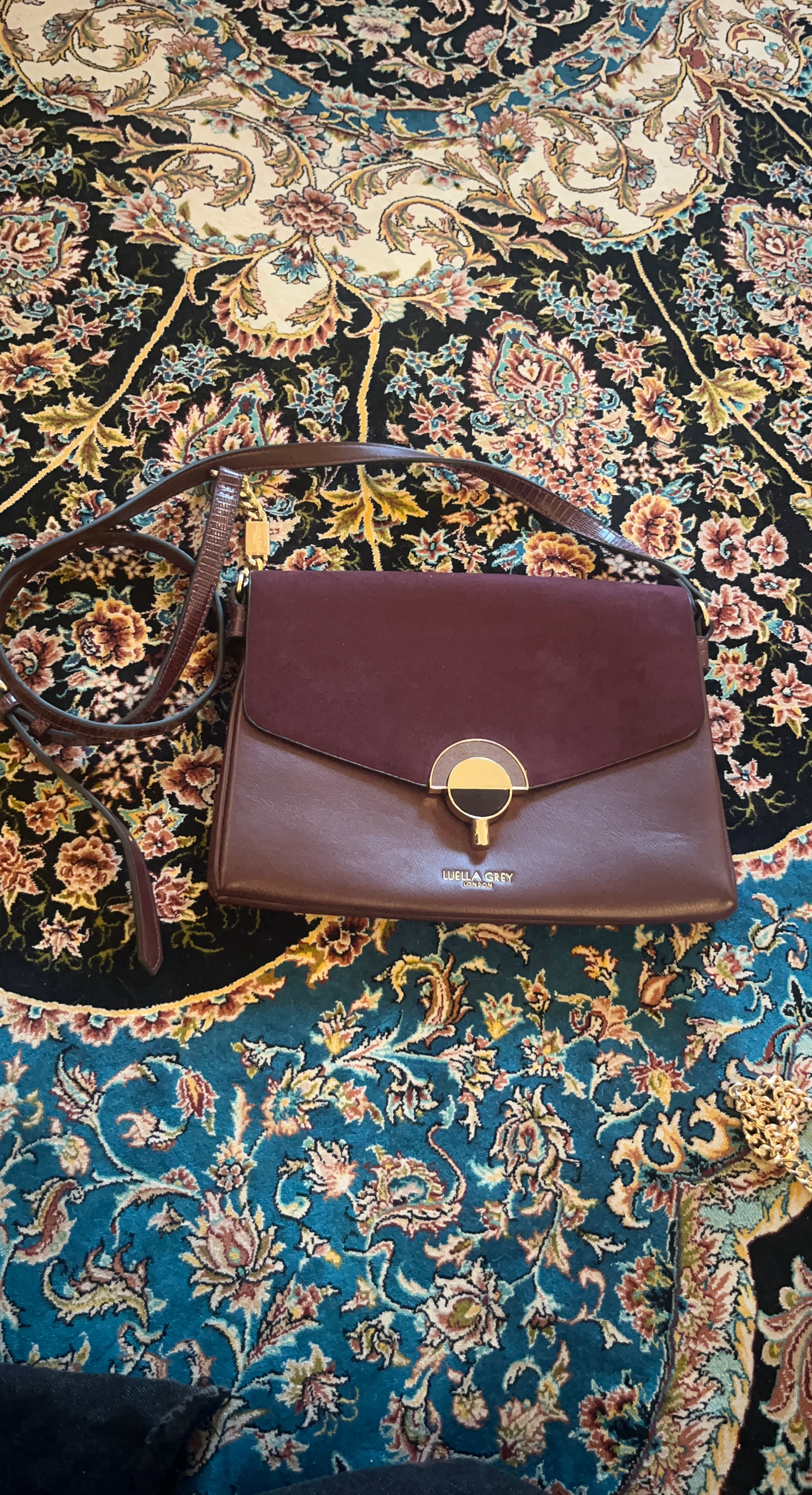 Luella Grey London Leather & Suede Crossbody Bag