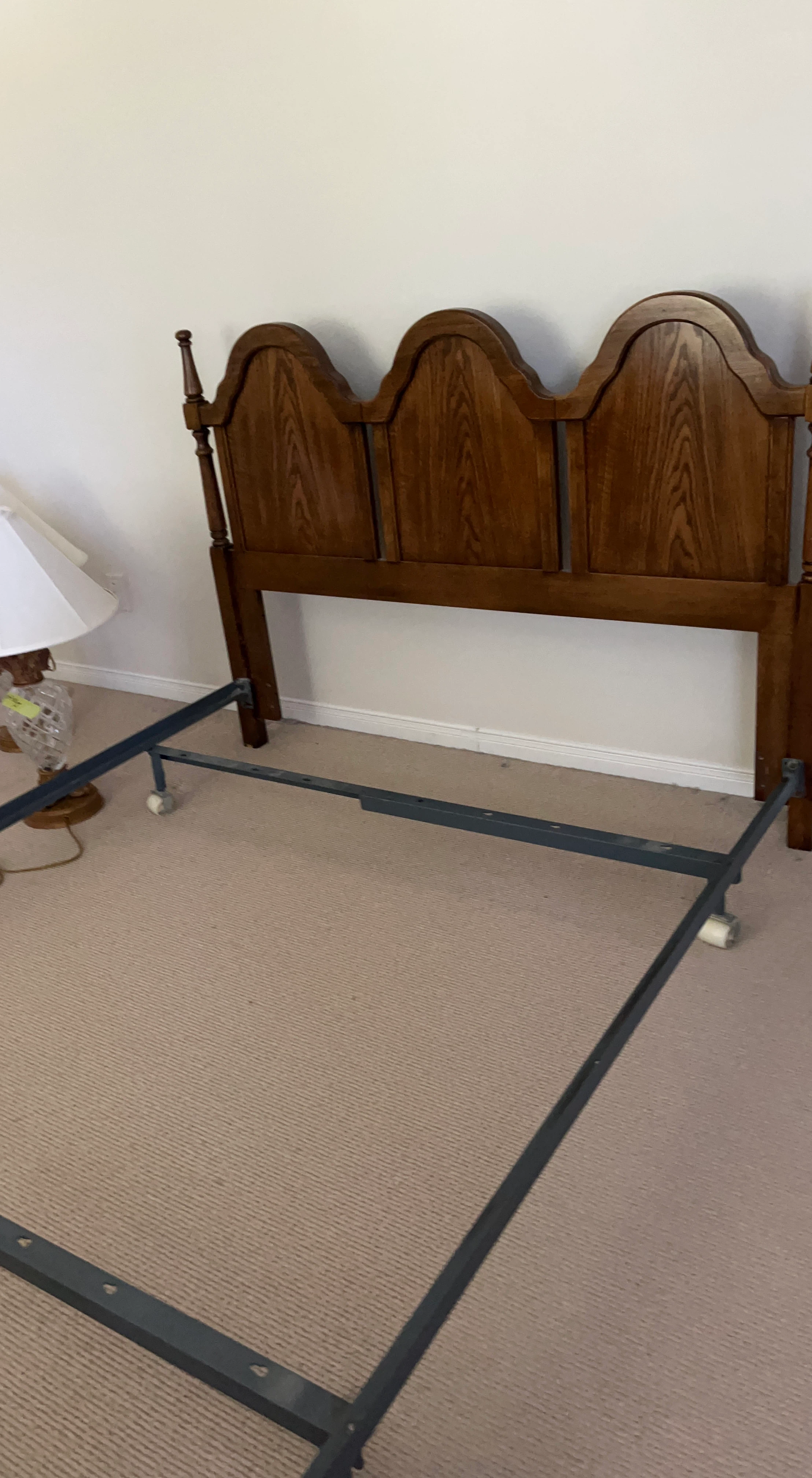Wooden Headboard and Metal Bed Frame