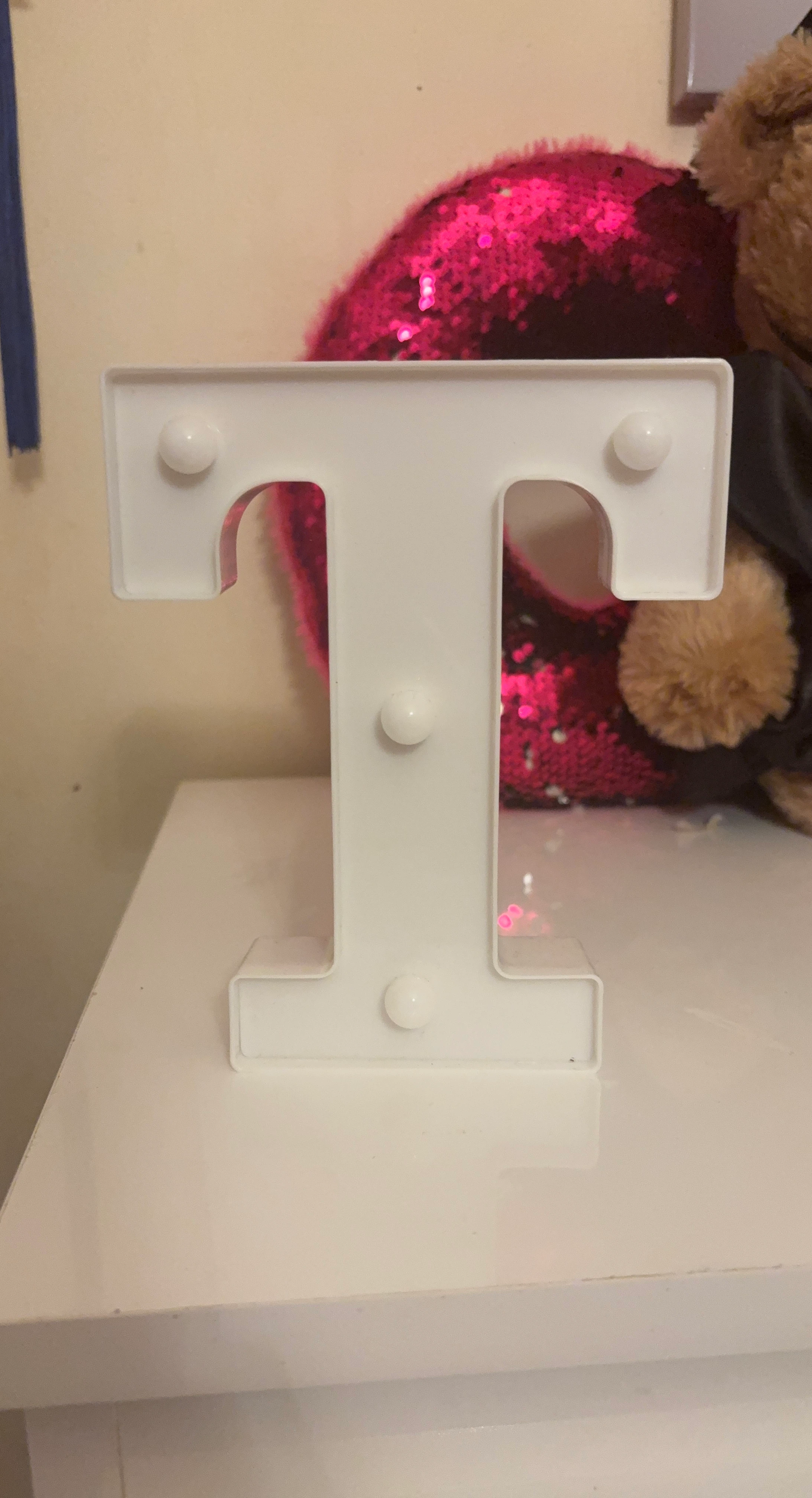 White Marquee Letter T Light