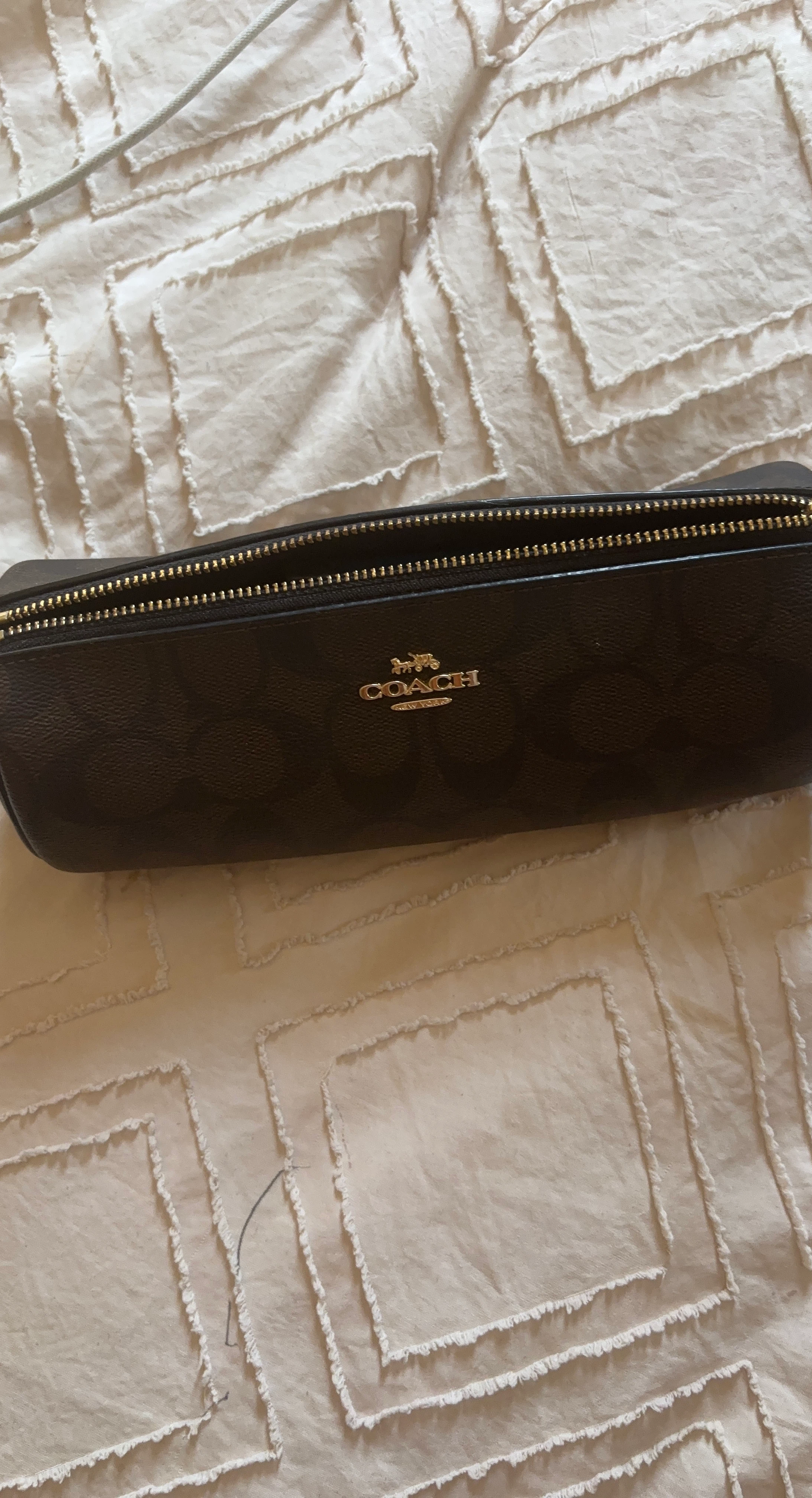 Coach Brown Signature Canvas Cosmetic Bag