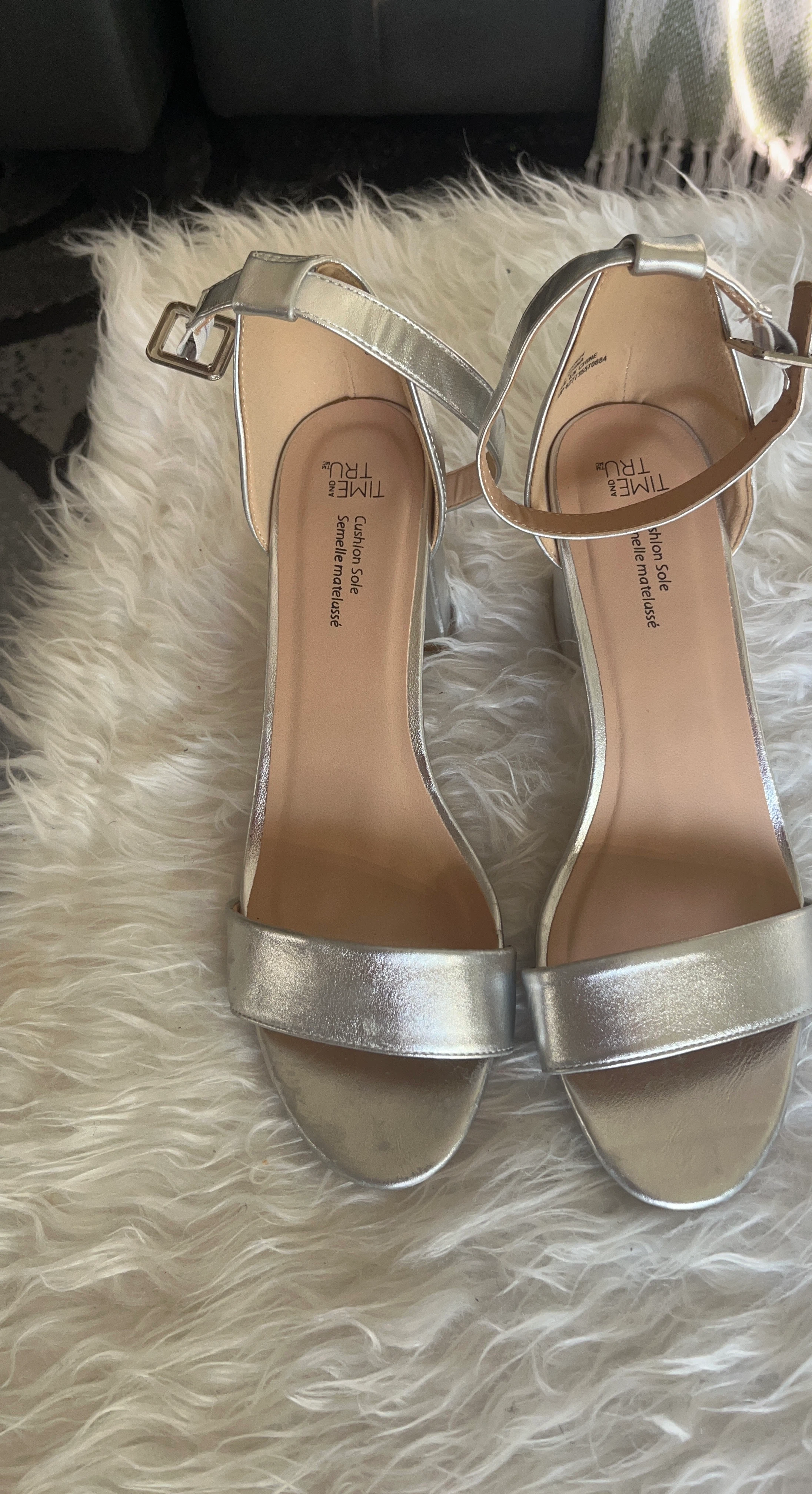 Time and Tru Silver Heeled Sandals