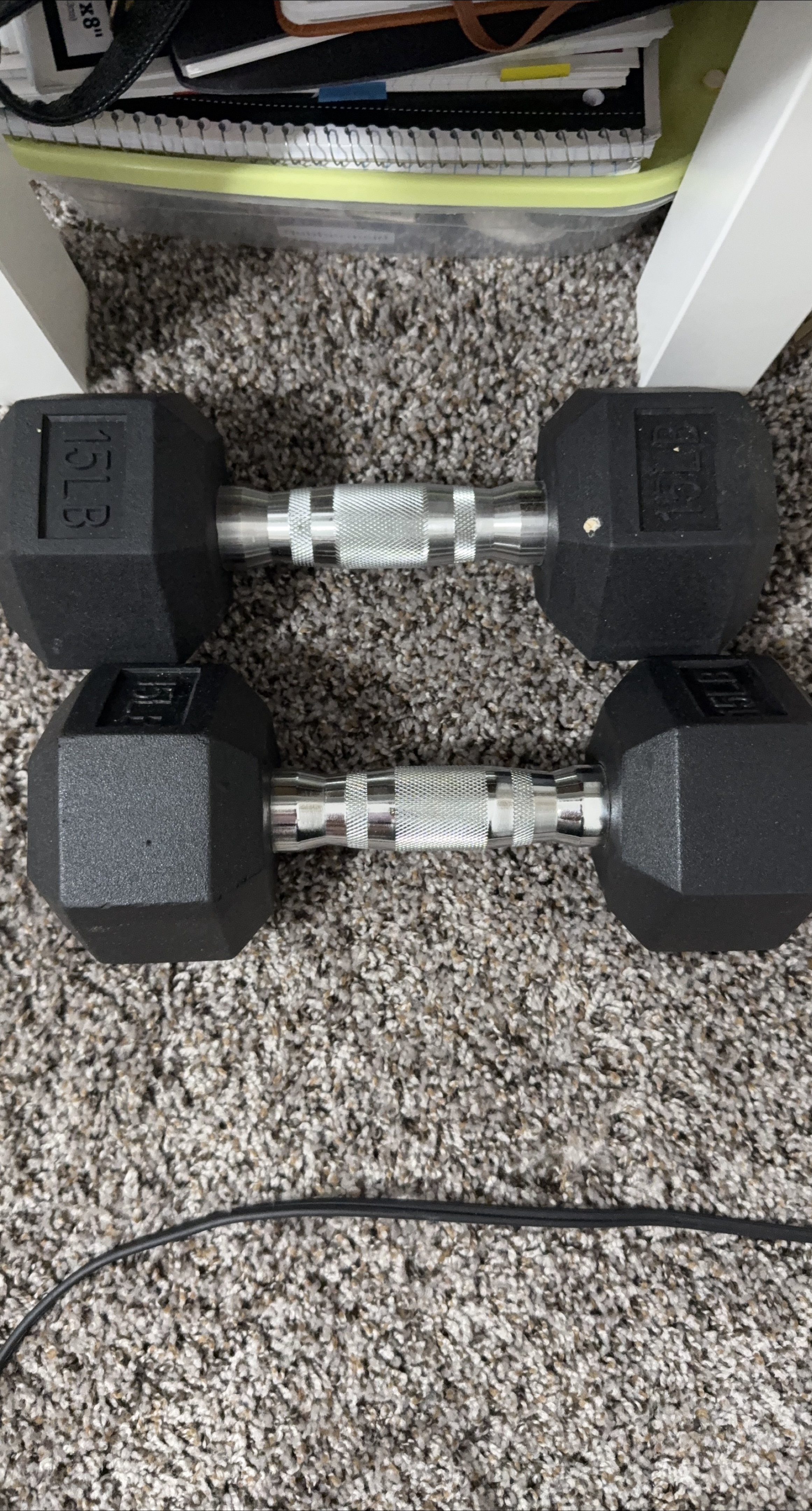 Pair of 15 lb Hex Dumbbells