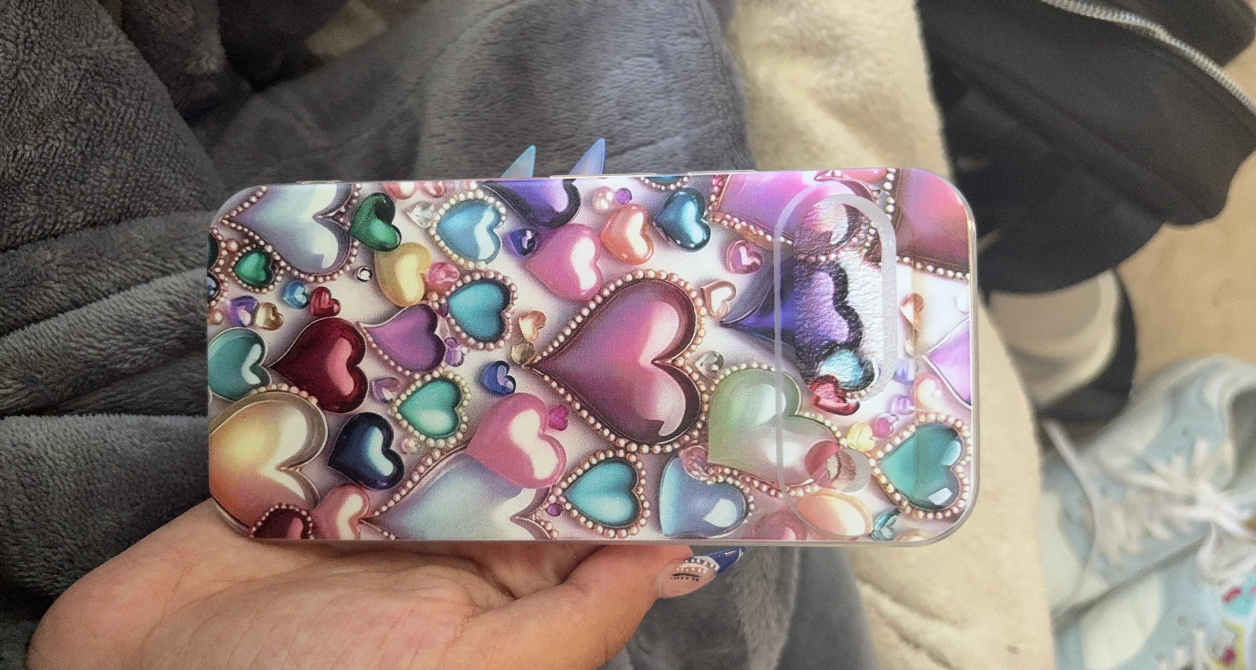 Decorative Phone Case with Hearts and Butterflies