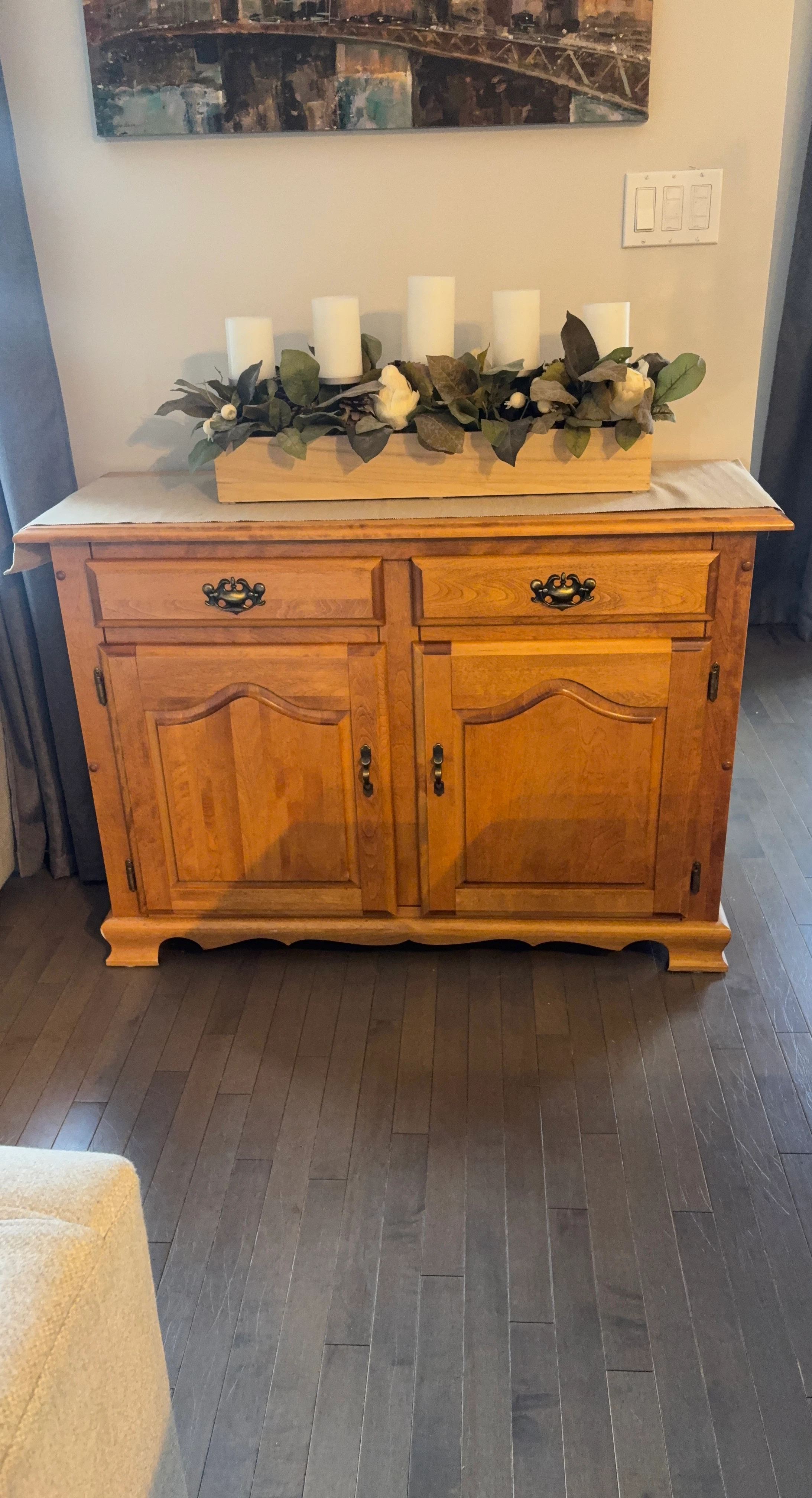 Solid Wood Sideboard Buffet with Two Drawers and Two Doors