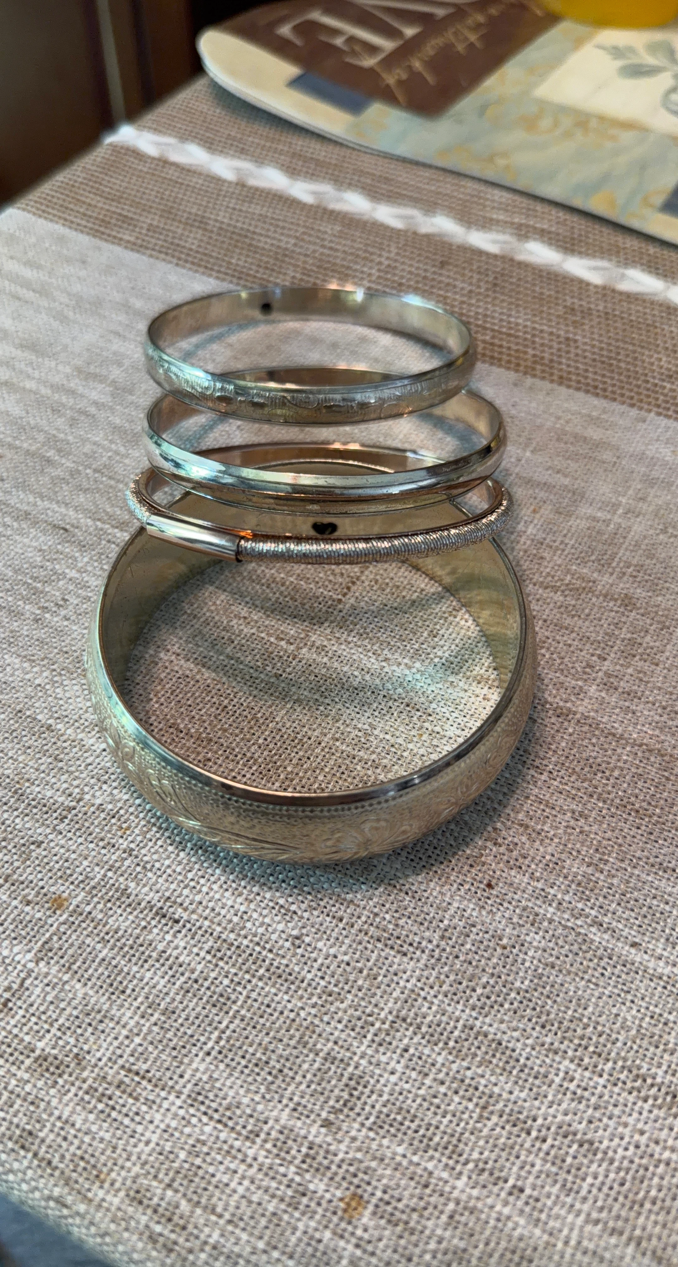 Set of 4 Silver-Tone Bangle Bracelets