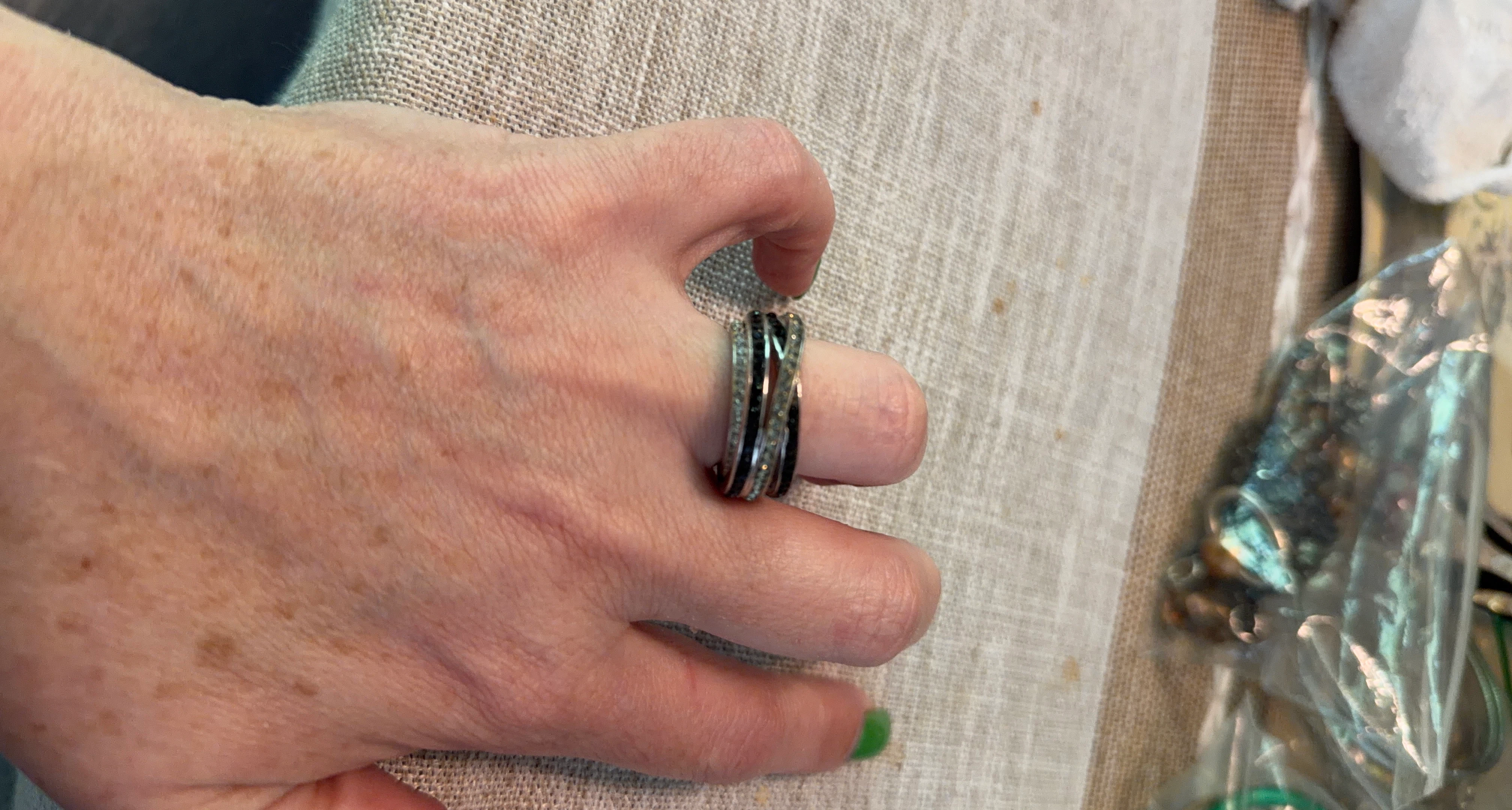 Stackable Ring with Clear and Black Stones