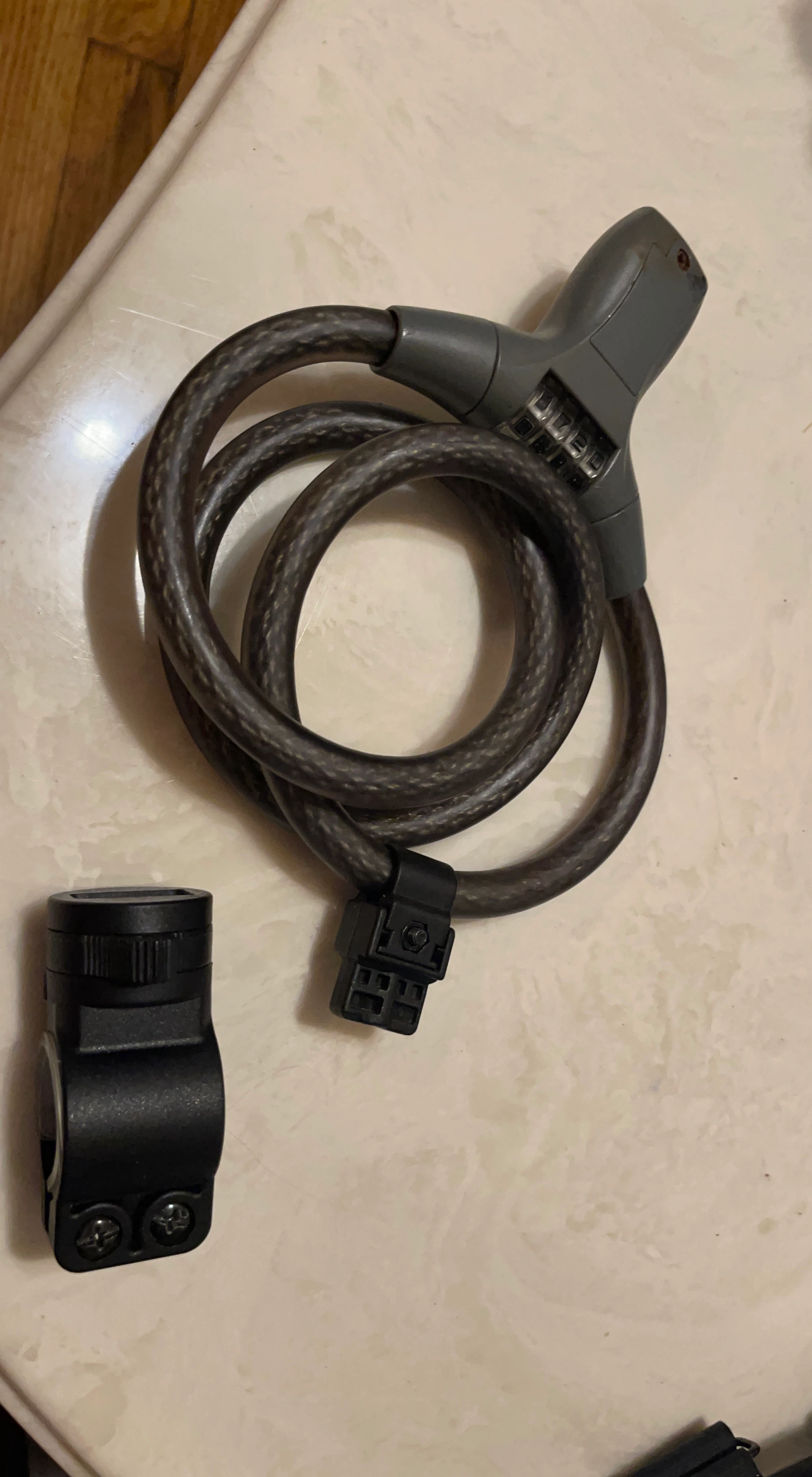 Gray Cable Bike Lock with Combination Lock