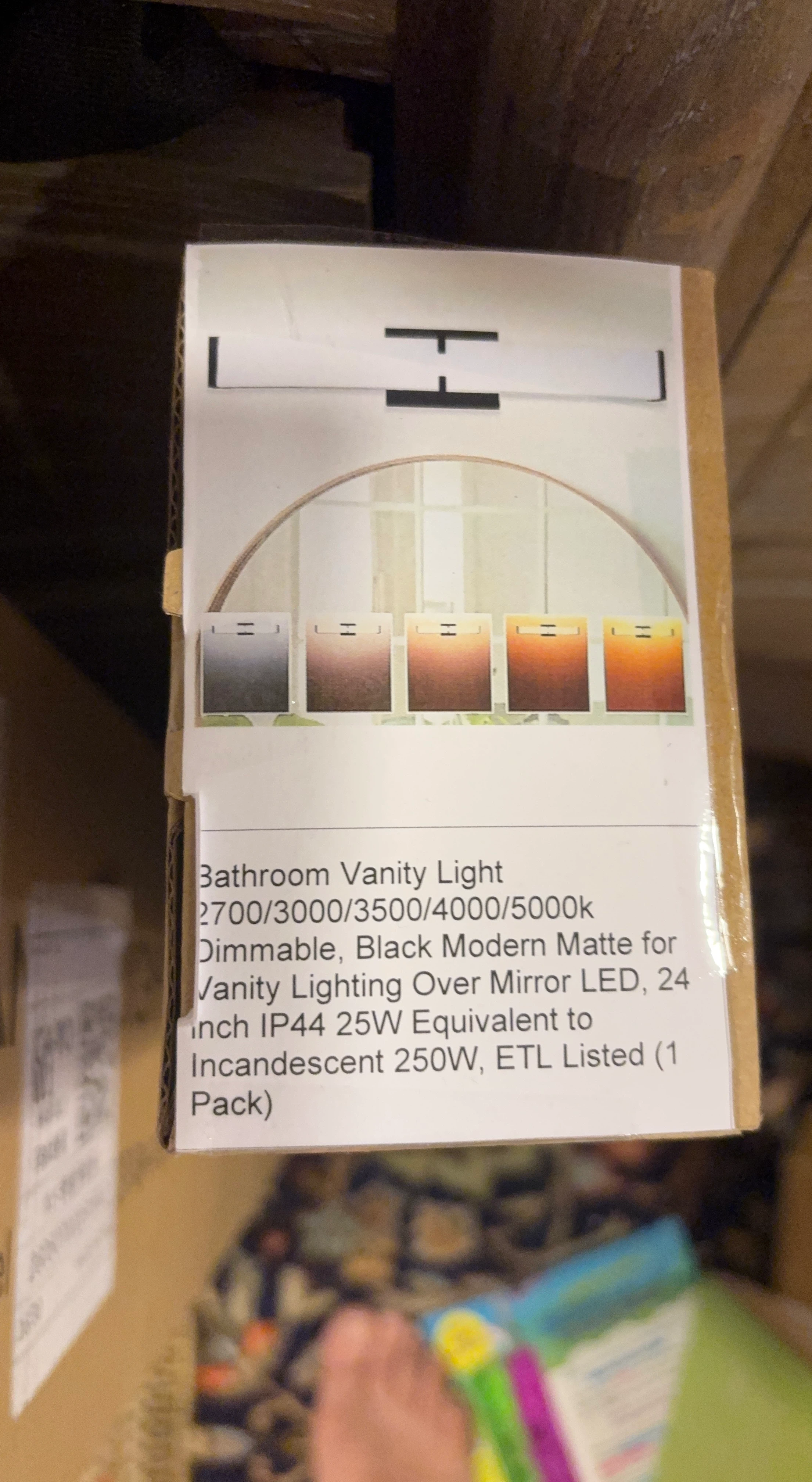 24 Inch LED Bathroom Vanity Light - Dimmable Black Modern