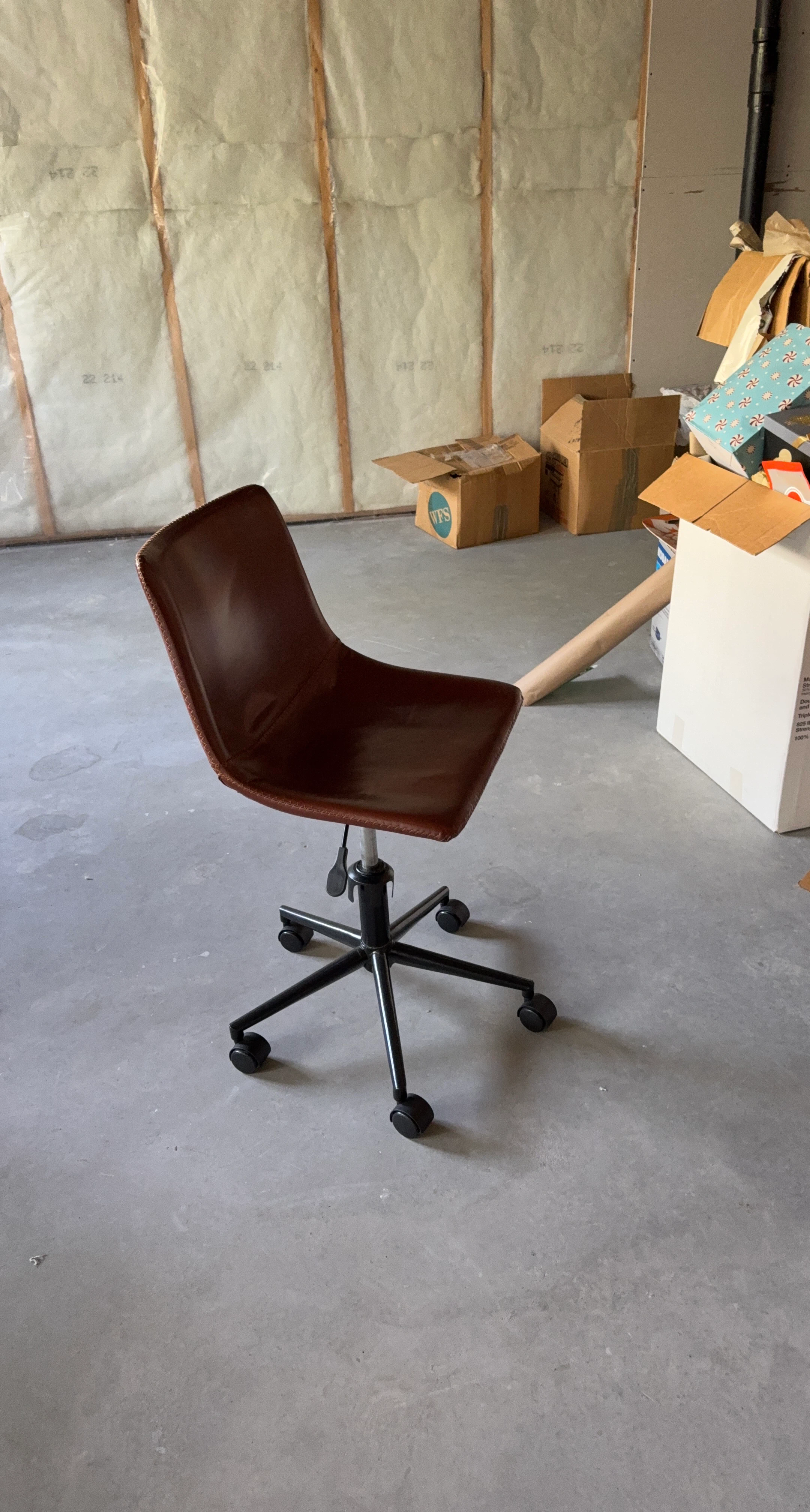 Brown Faux Leather Office Chair with Wheels