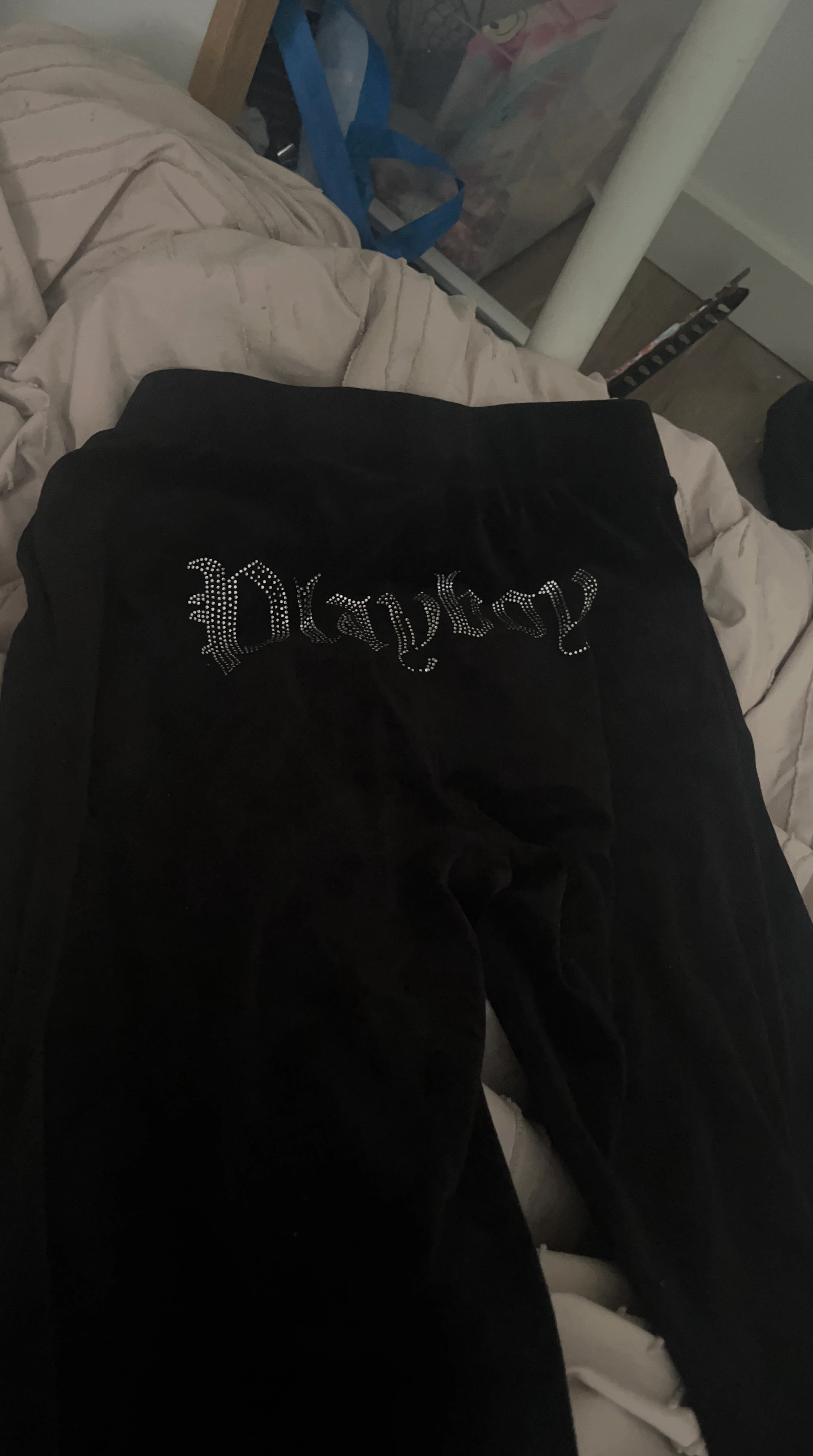 Playboy Velour Track Pants Rhinestone Logo