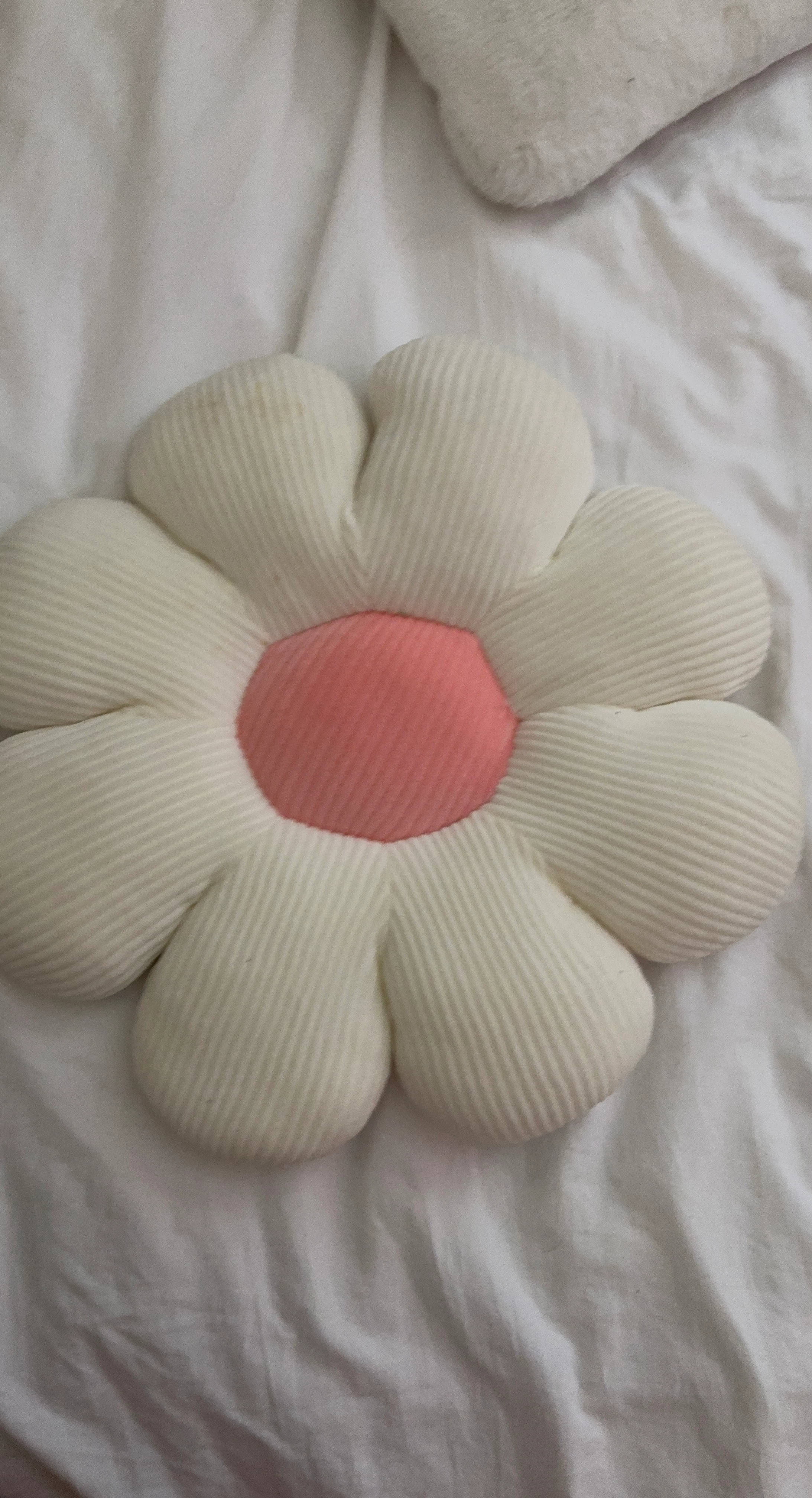 Cream Flower Pillow with Pink Center