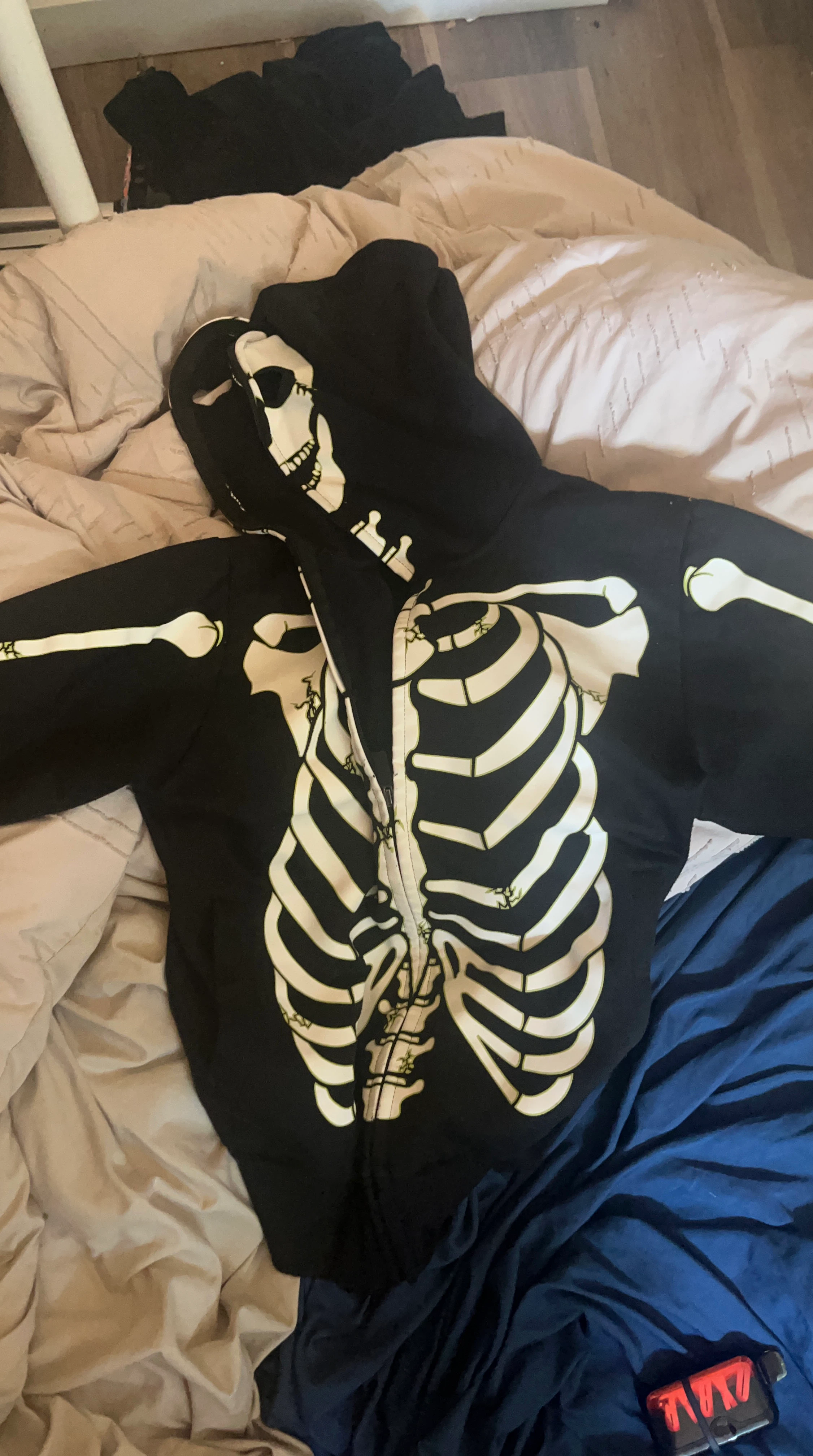 Black Skeleton Zip-Up Hoodie