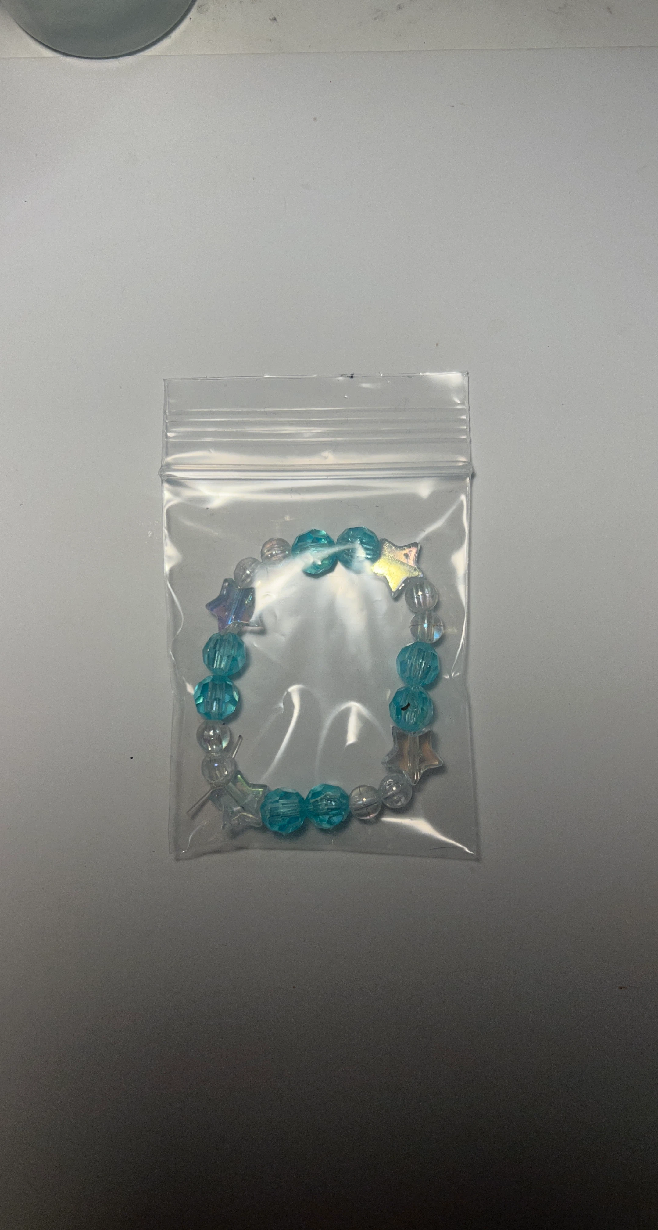 Blue and Clear Beaded Star Bracelet