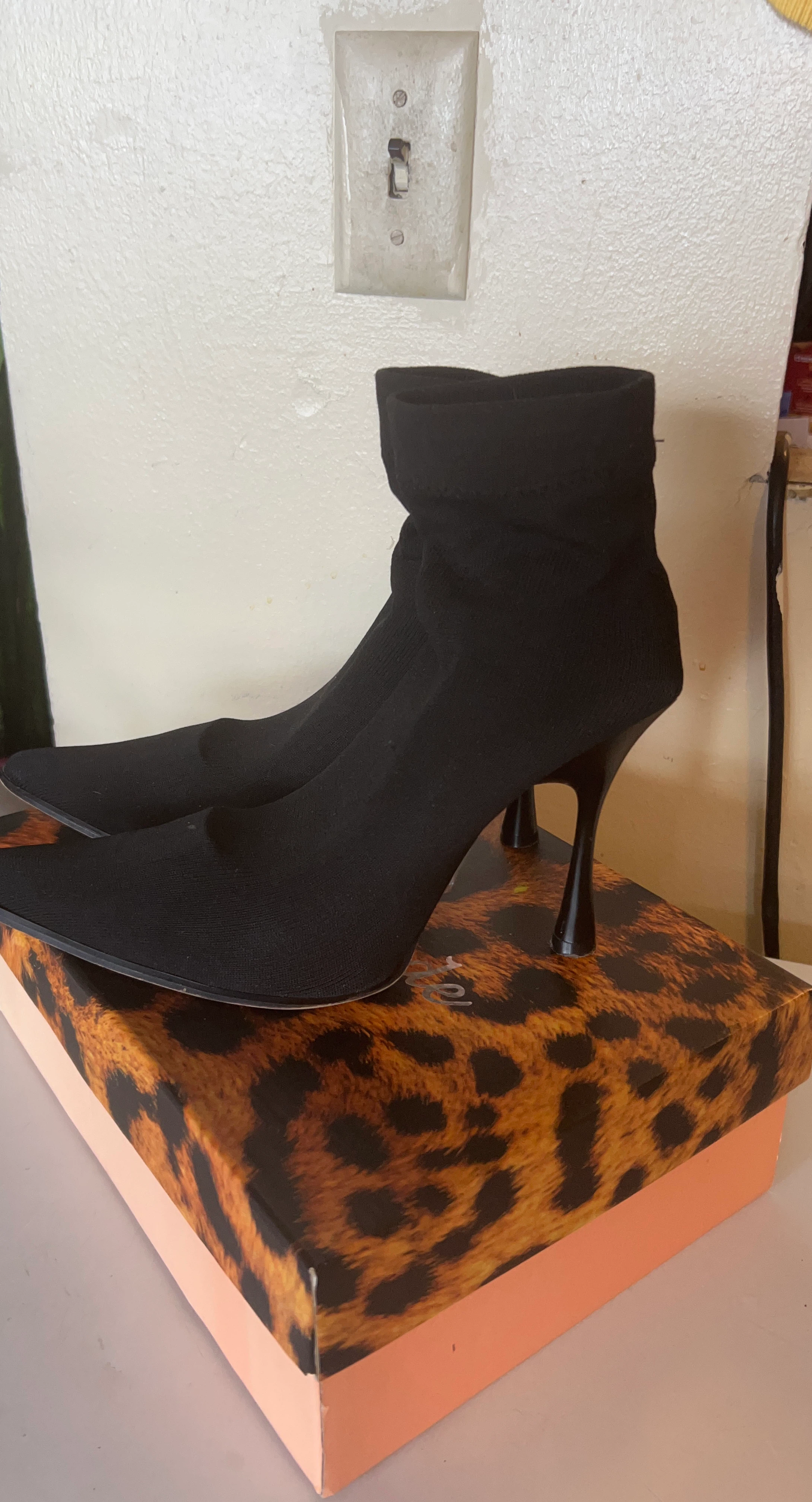Black Sock Heeled Booties