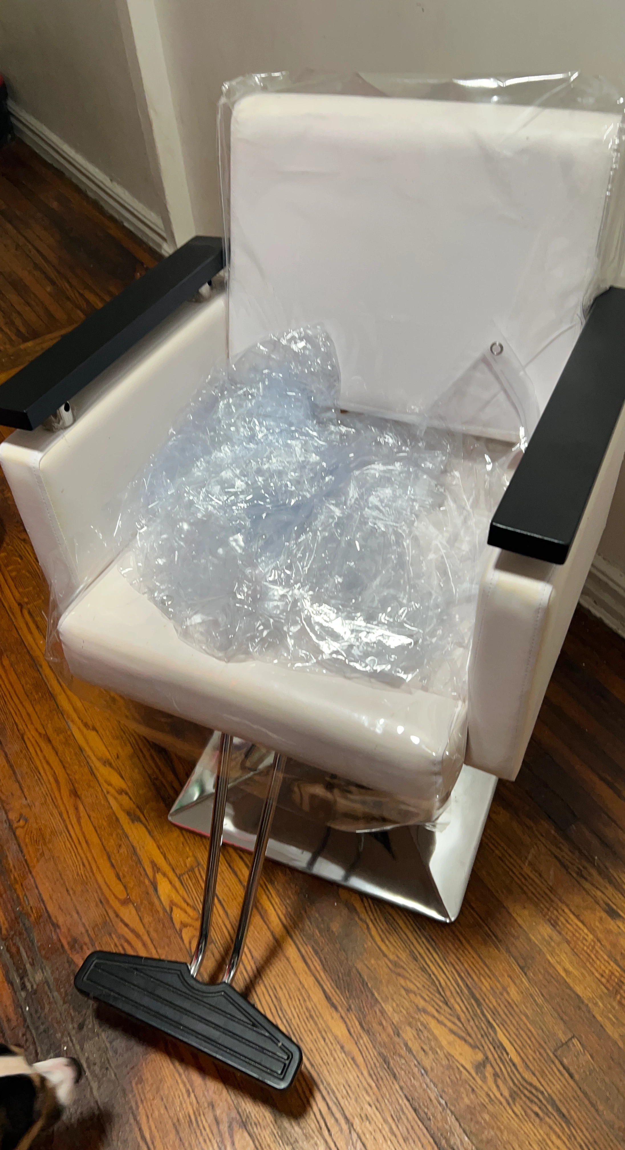 White Salon Chair with Footrest