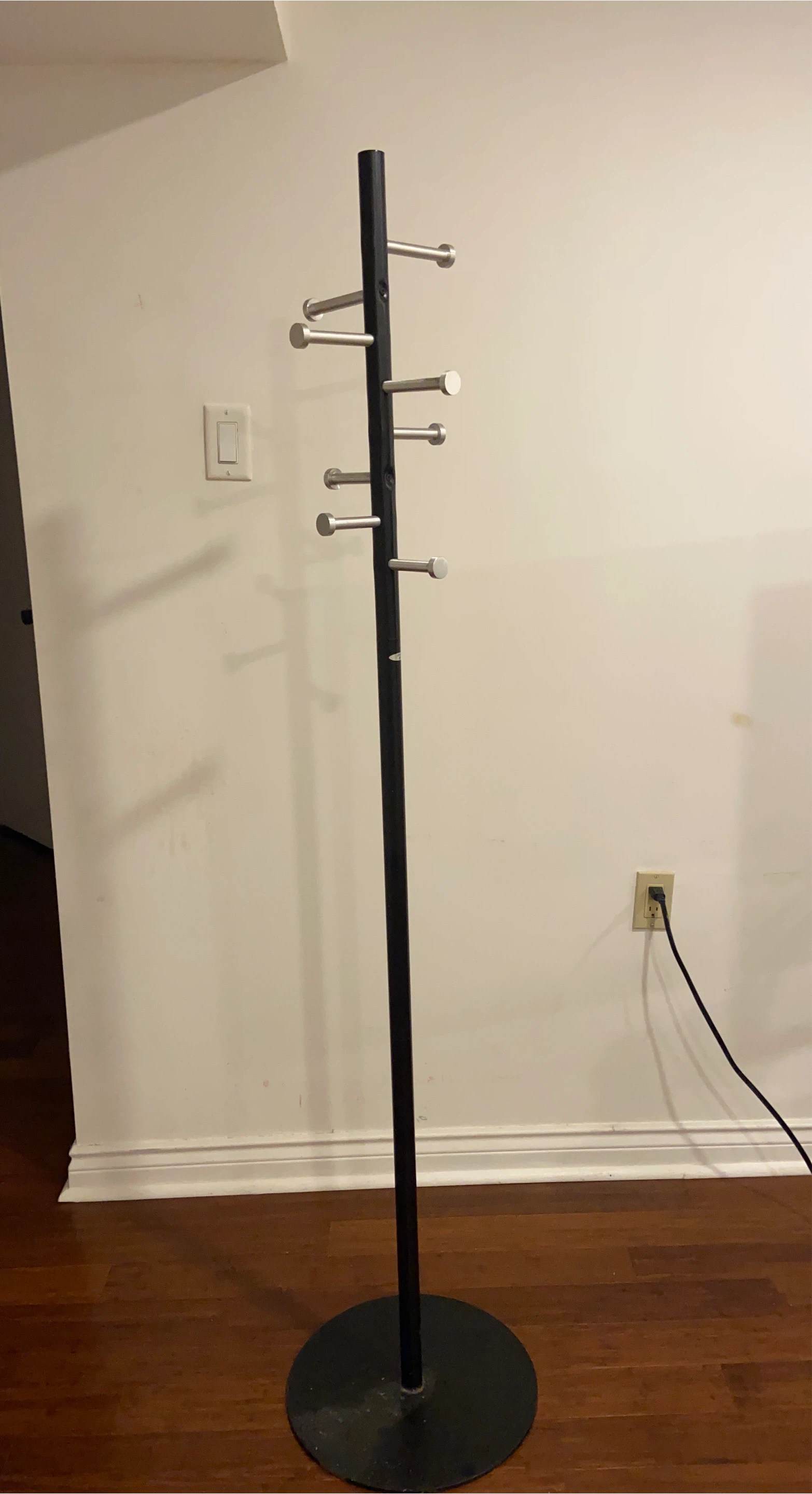 Black Floor Coat Rack with 8 Hooks