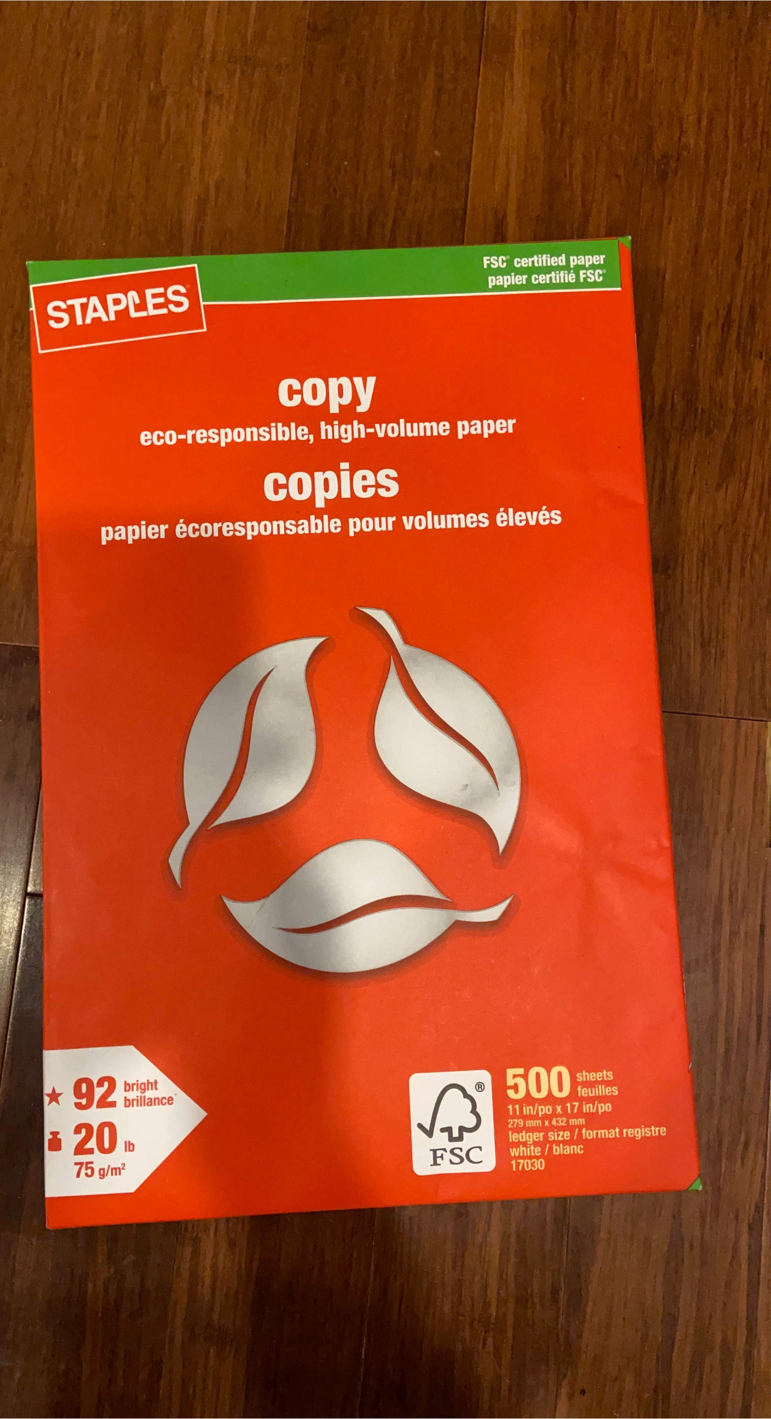 Staples Copy Paper - 500 Sheets, Ledger Size