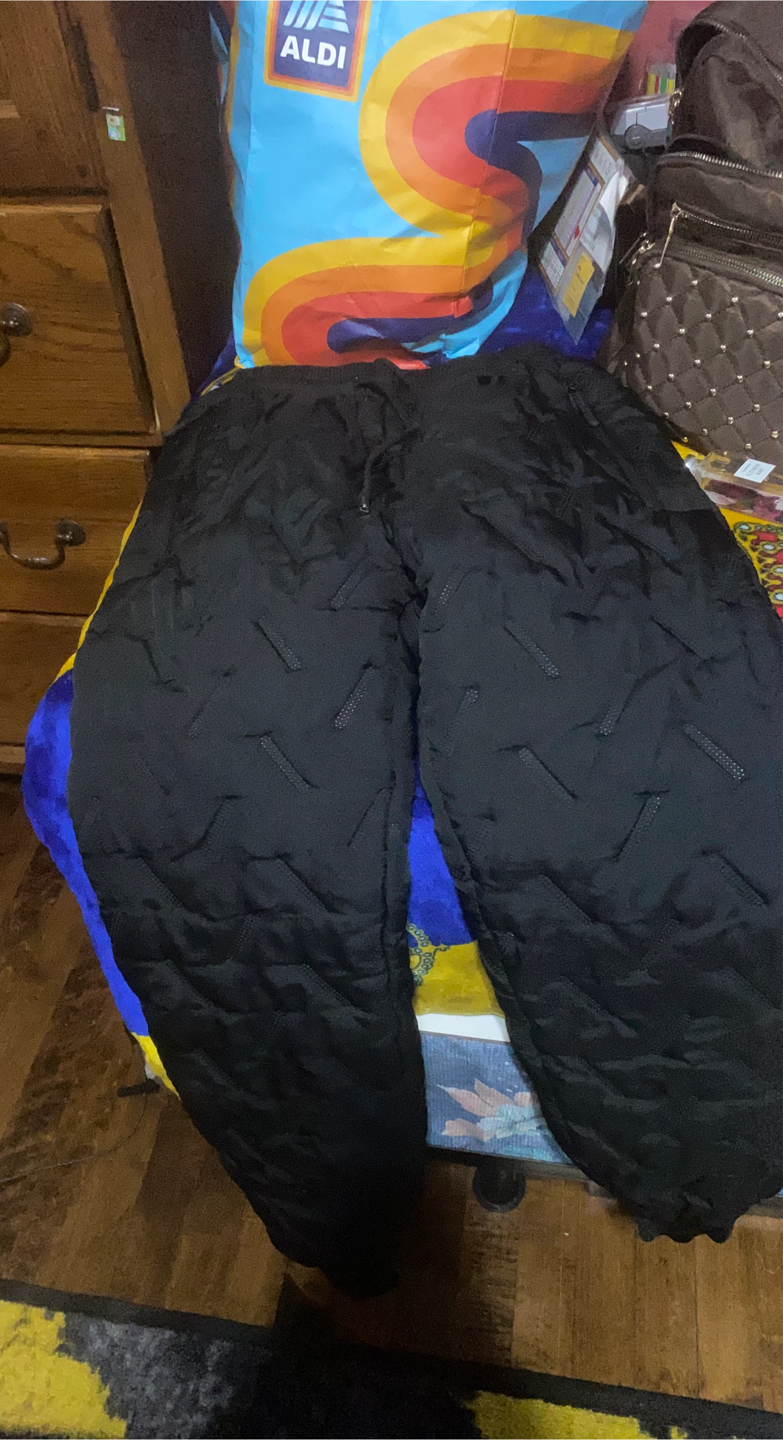 Black Quilted Joggers