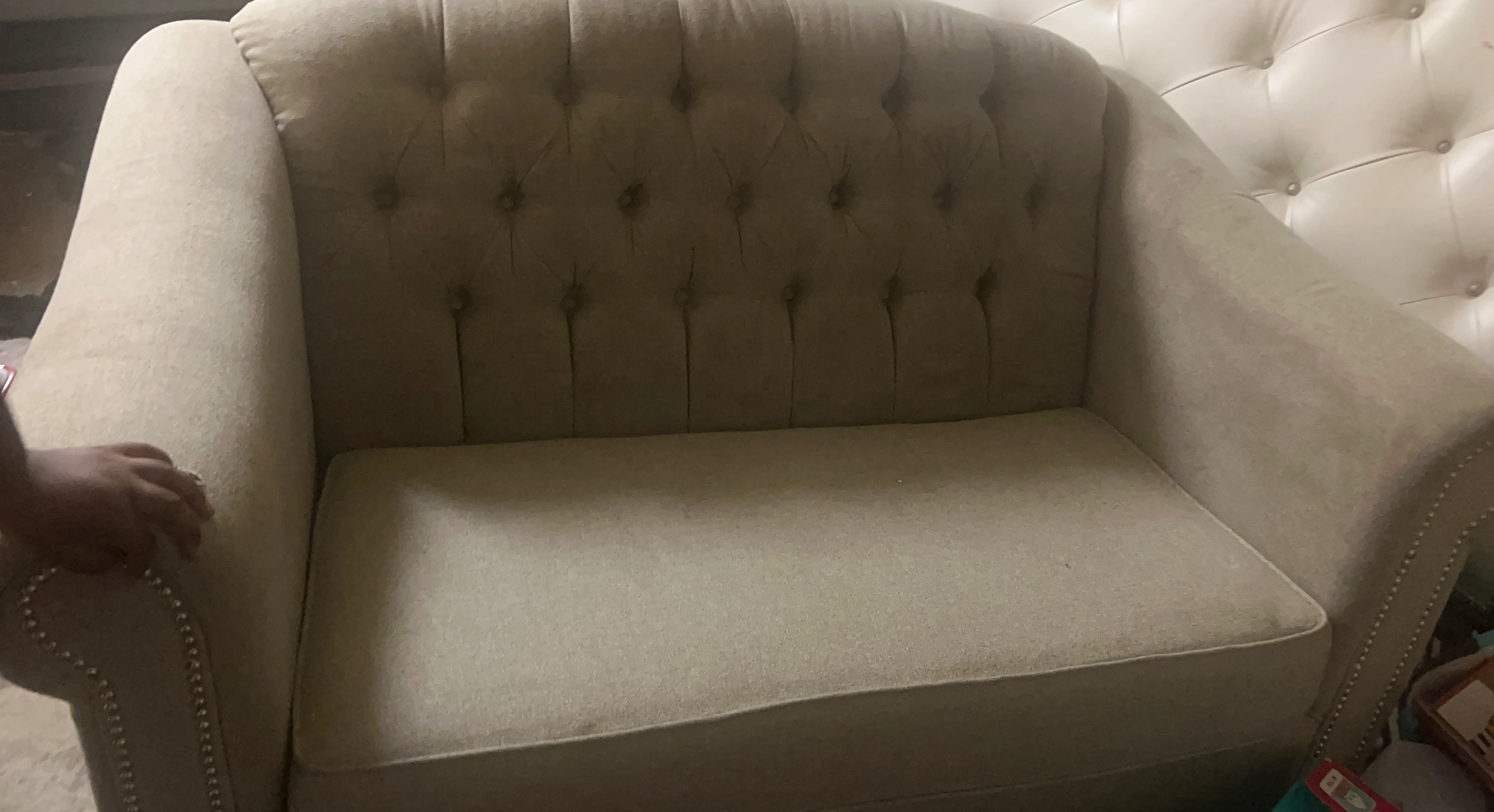 Beige Tufted Loveseat