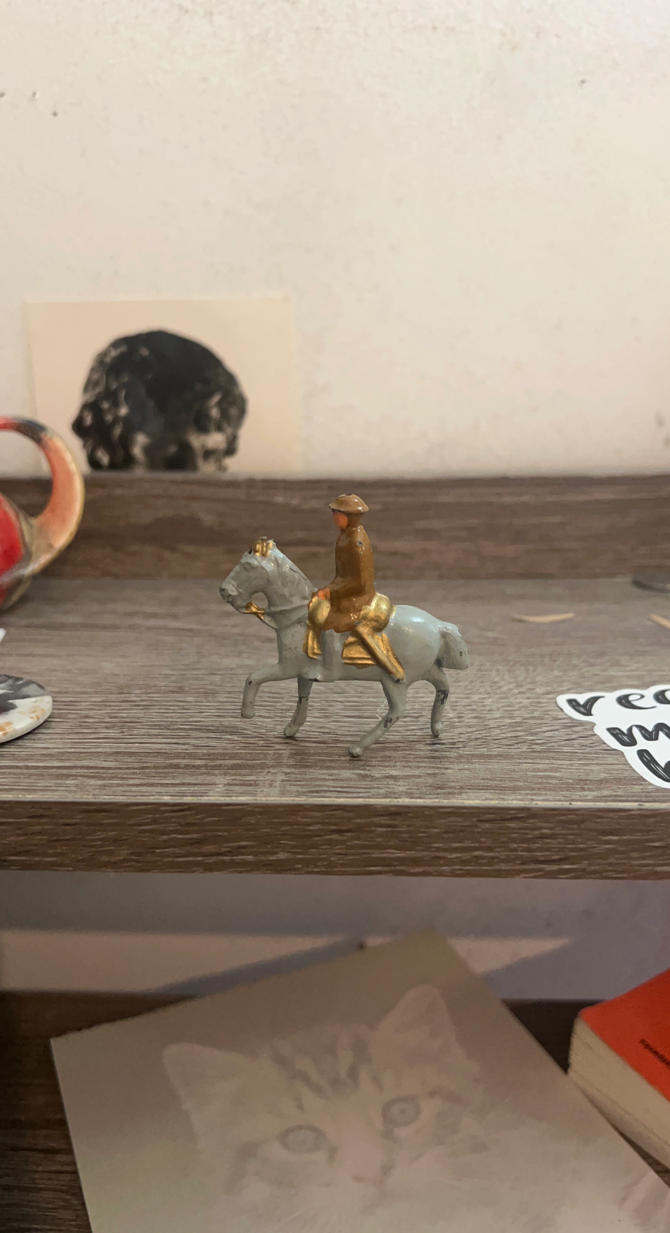 Vintage Metal Toy Soldier on Horseback