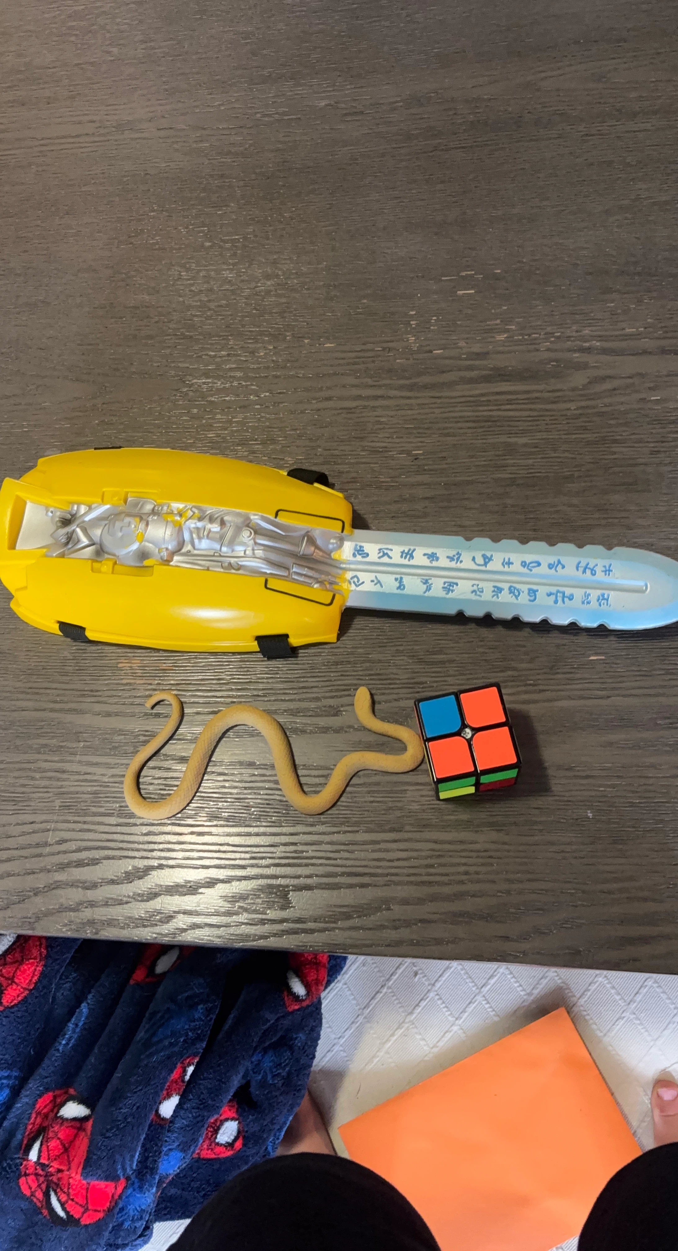 Yellow Toy Wand with Blue Writing