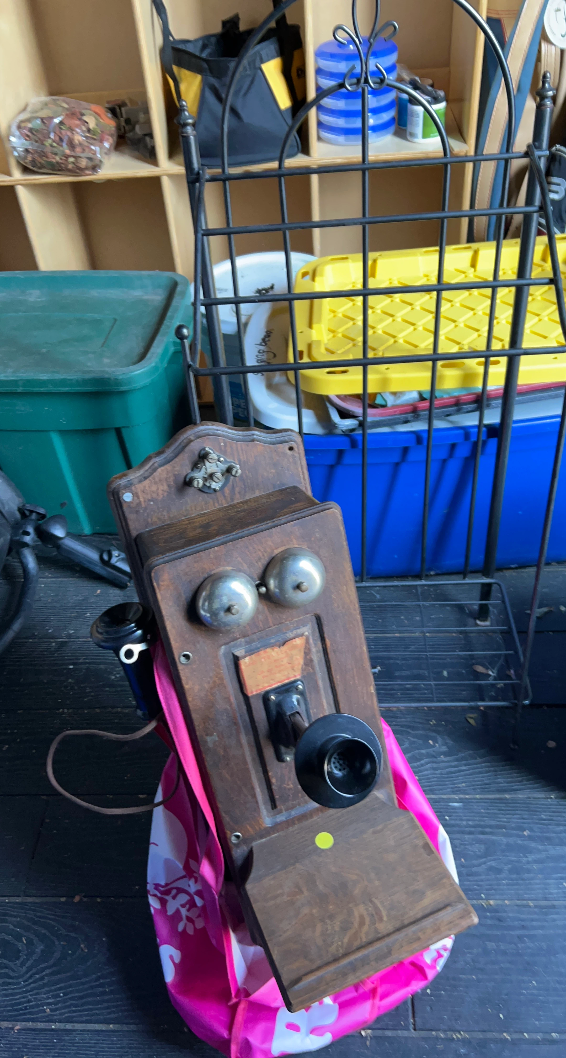 Vintage Wooden Wall Mount Telephone