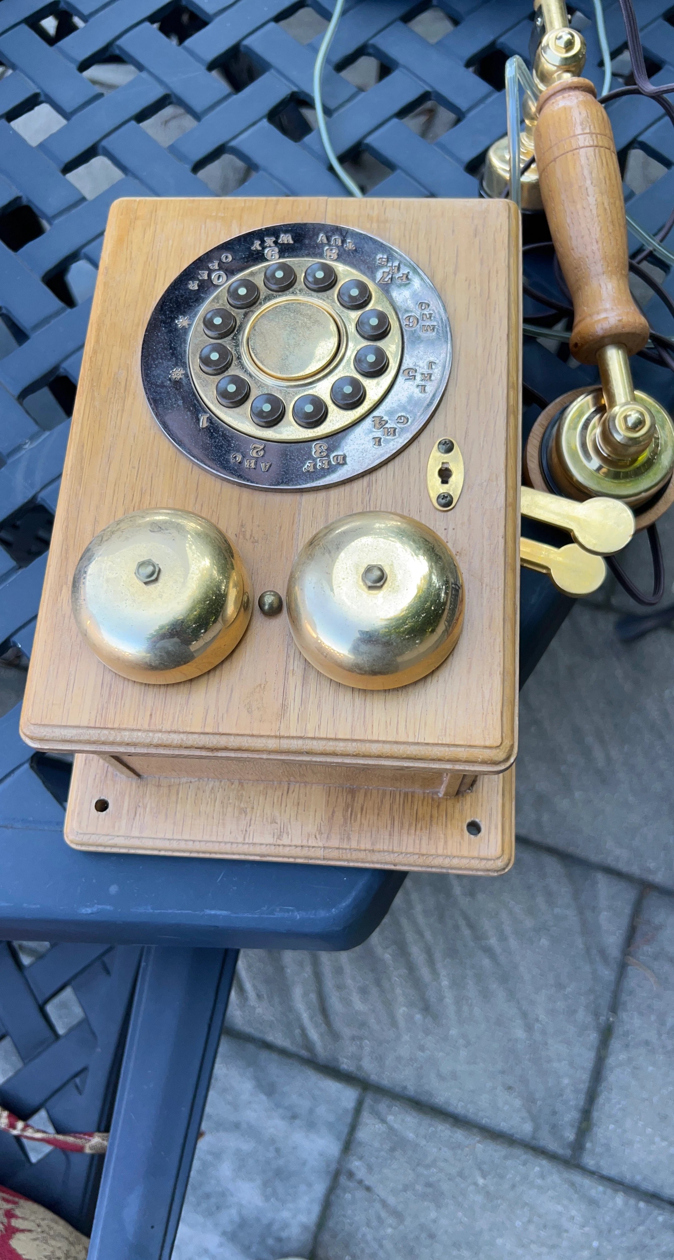 Vintage Wooden Rotary Dial Telephone