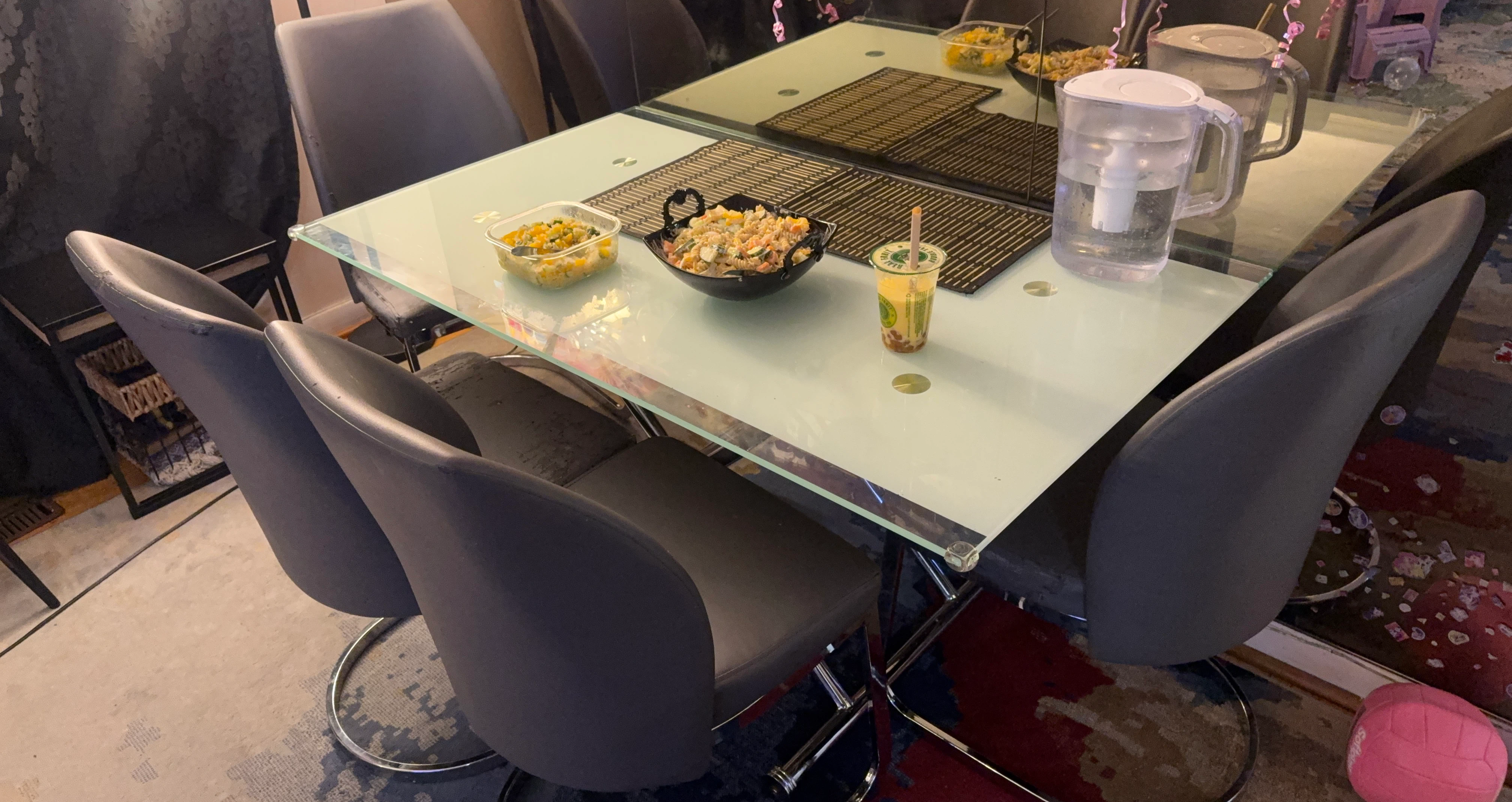 Glass Dining Table with 4 Chairs